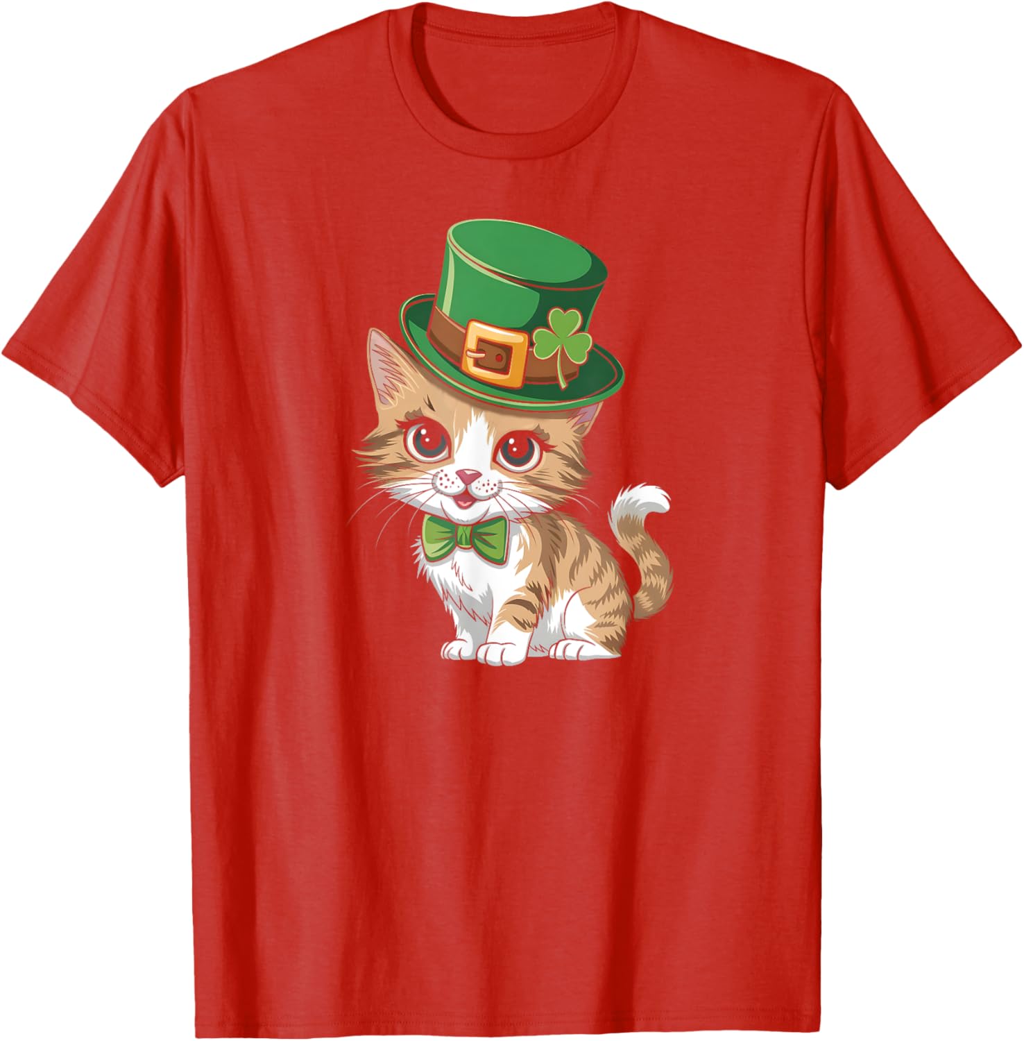 Lucky Shamrock Cat St Patricks Day T-Shirt for Women Girls and Toddlers - 6