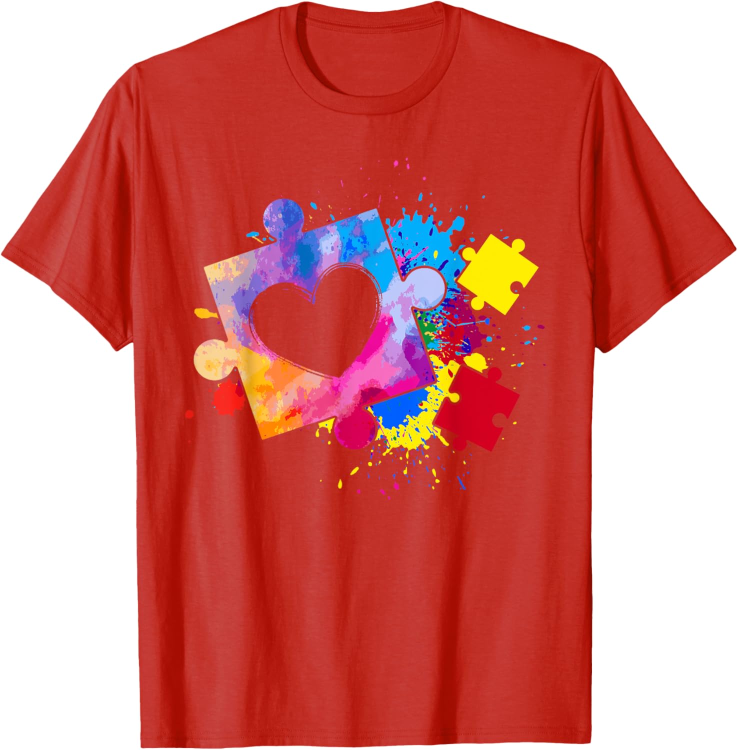 Autism Awareness Tie Dye Puzzle Piece Heart Kids T-Shirt for Boys and Girls - 22