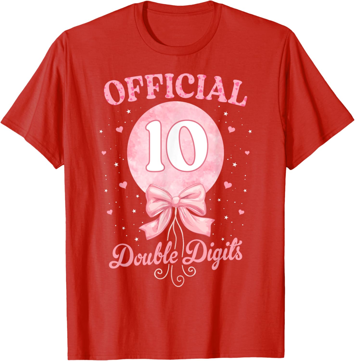 Pink Coquette Bow T-Shirt for 10 Year Old Birthday Girl Celebration - 18