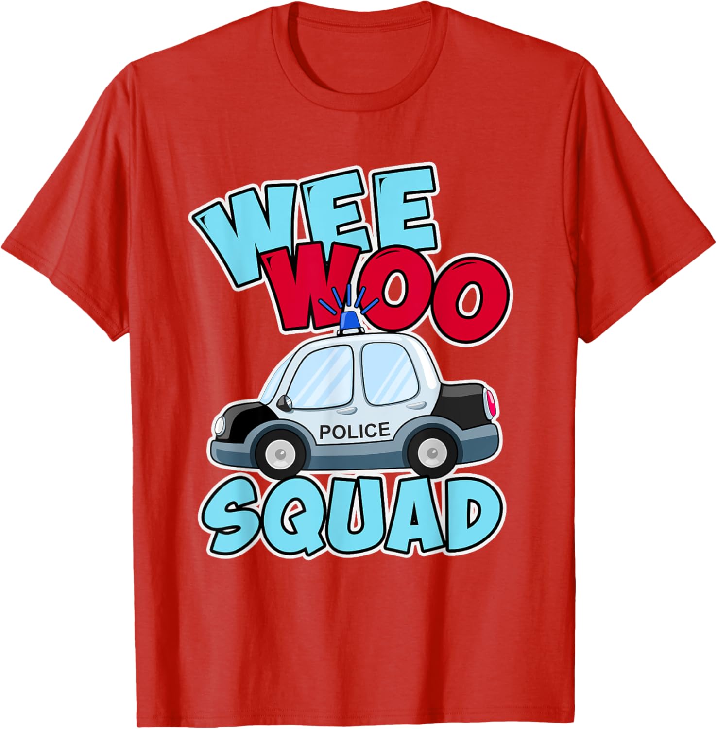 Wee Woo Squad Police Car T-Shirt for Kids - Fun Policeman Design - 15