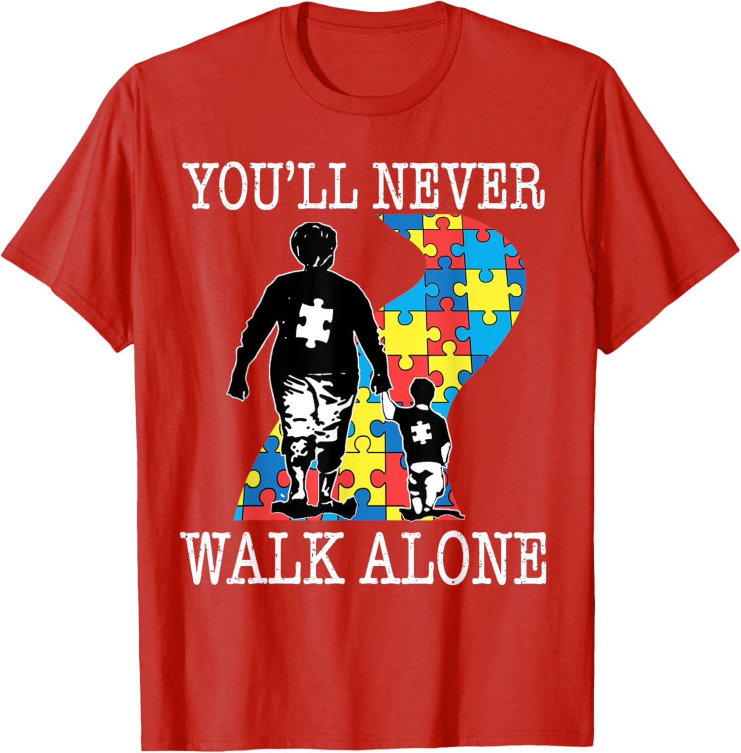 Autism Grandma Support Alone Puzzle You'll Never Walk T-Shirt for Comfort - 13