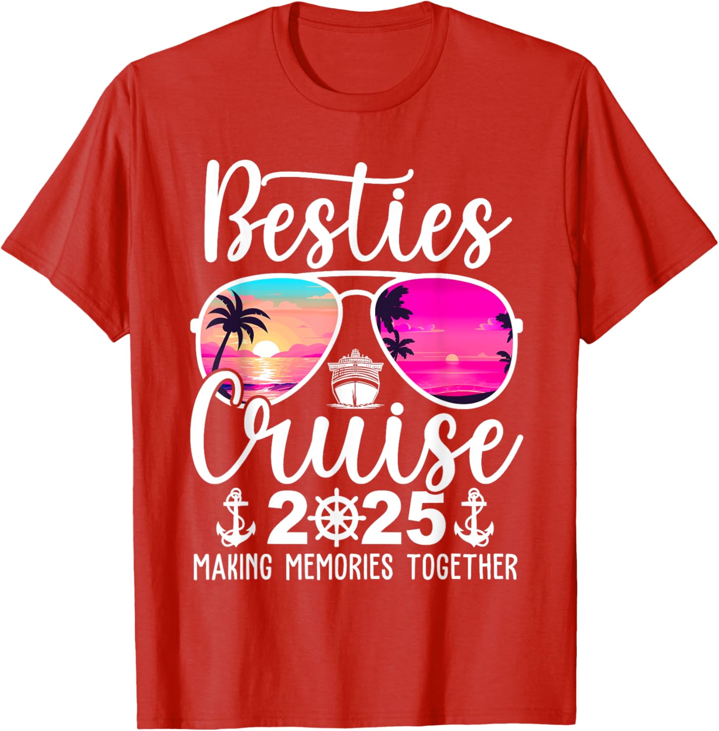 Besties Cruise 2025 Summer Vacation T-Shirt for Fun Travel Memories - 14