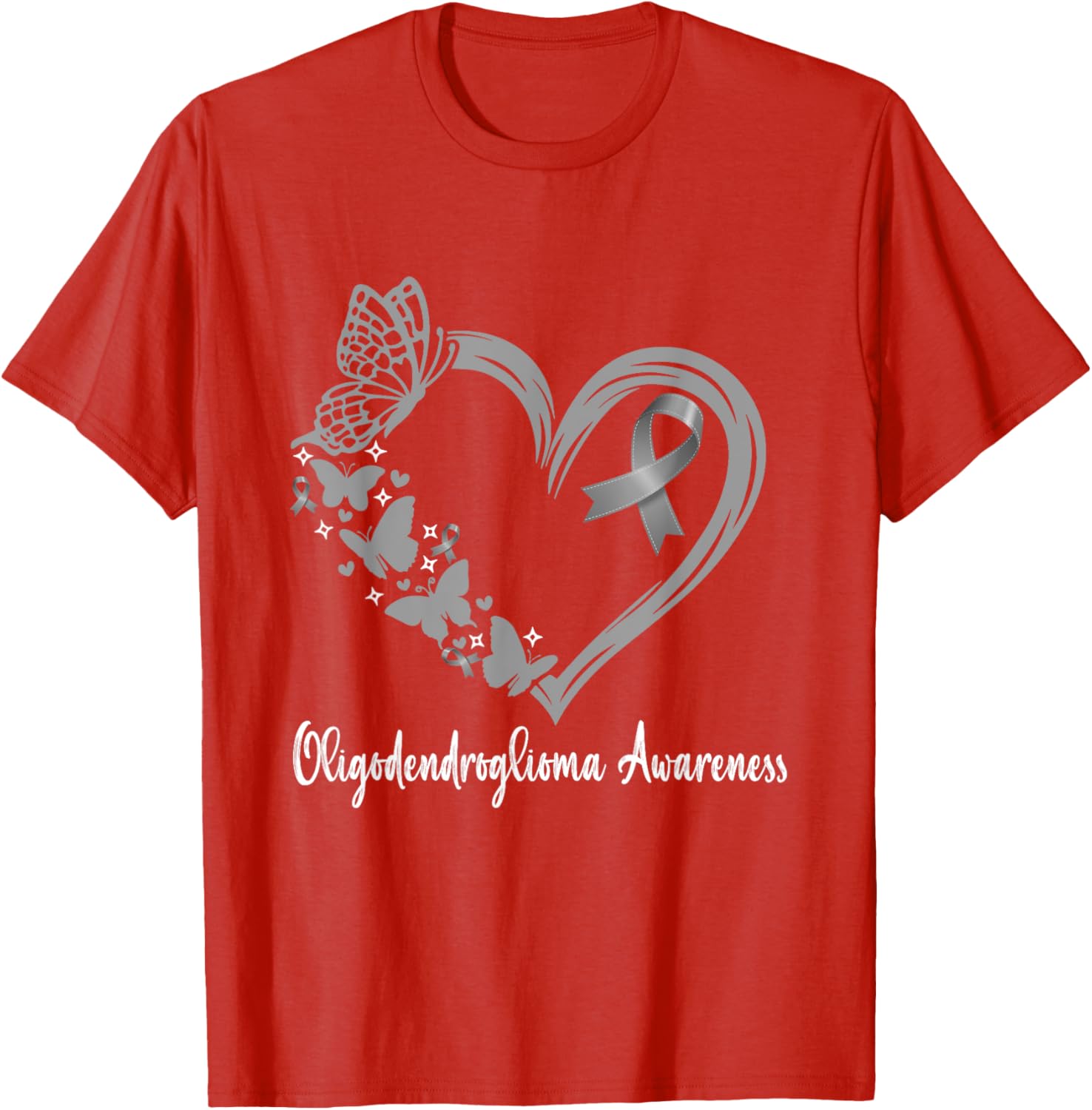 Oligodendroglioma Awareness Warrior Heart T-Shirt for Support & Unity - 1