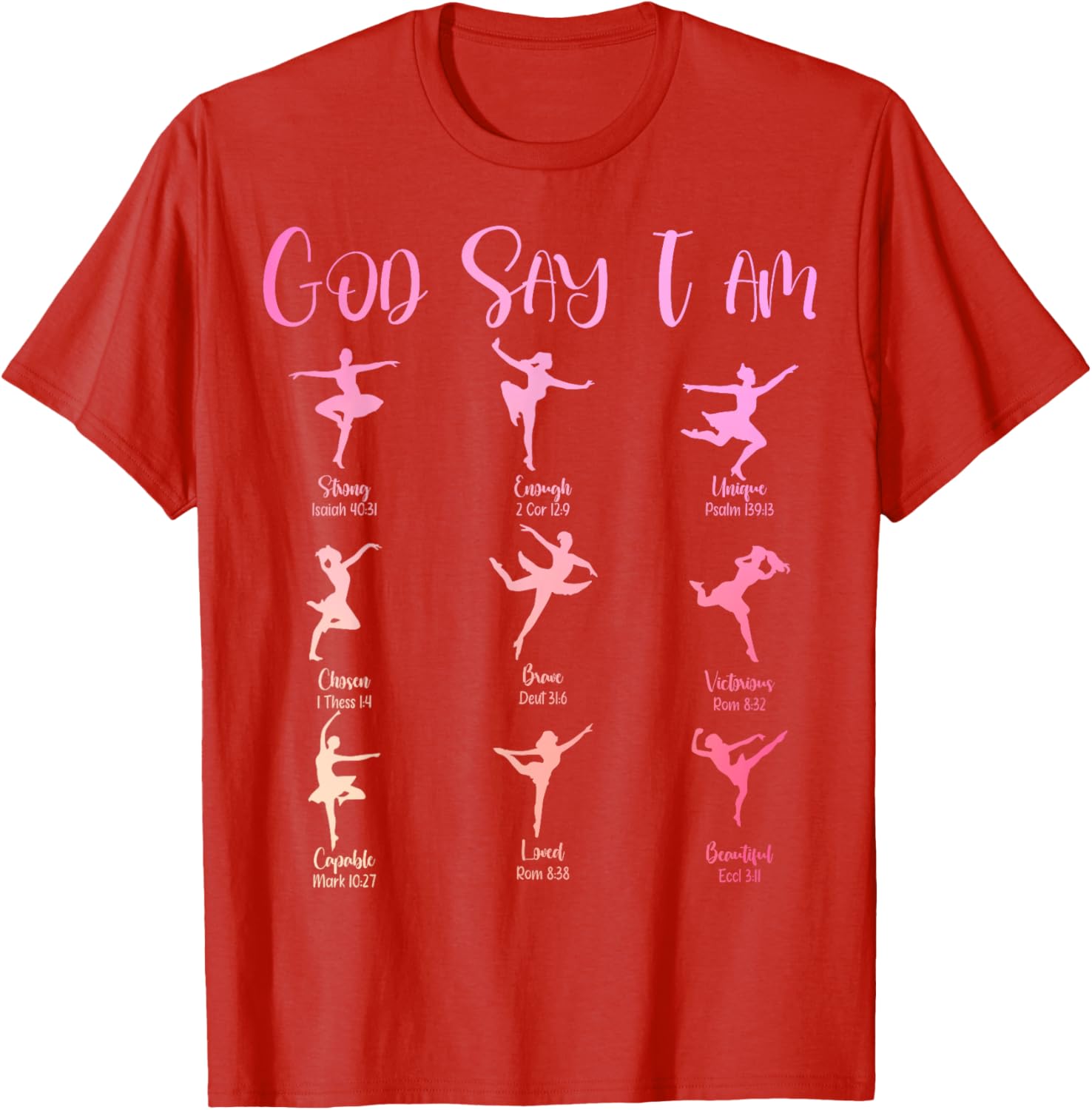 Christian God Says I Am Cute Pink Ballet Dancer T-Shirt for Girls - 19