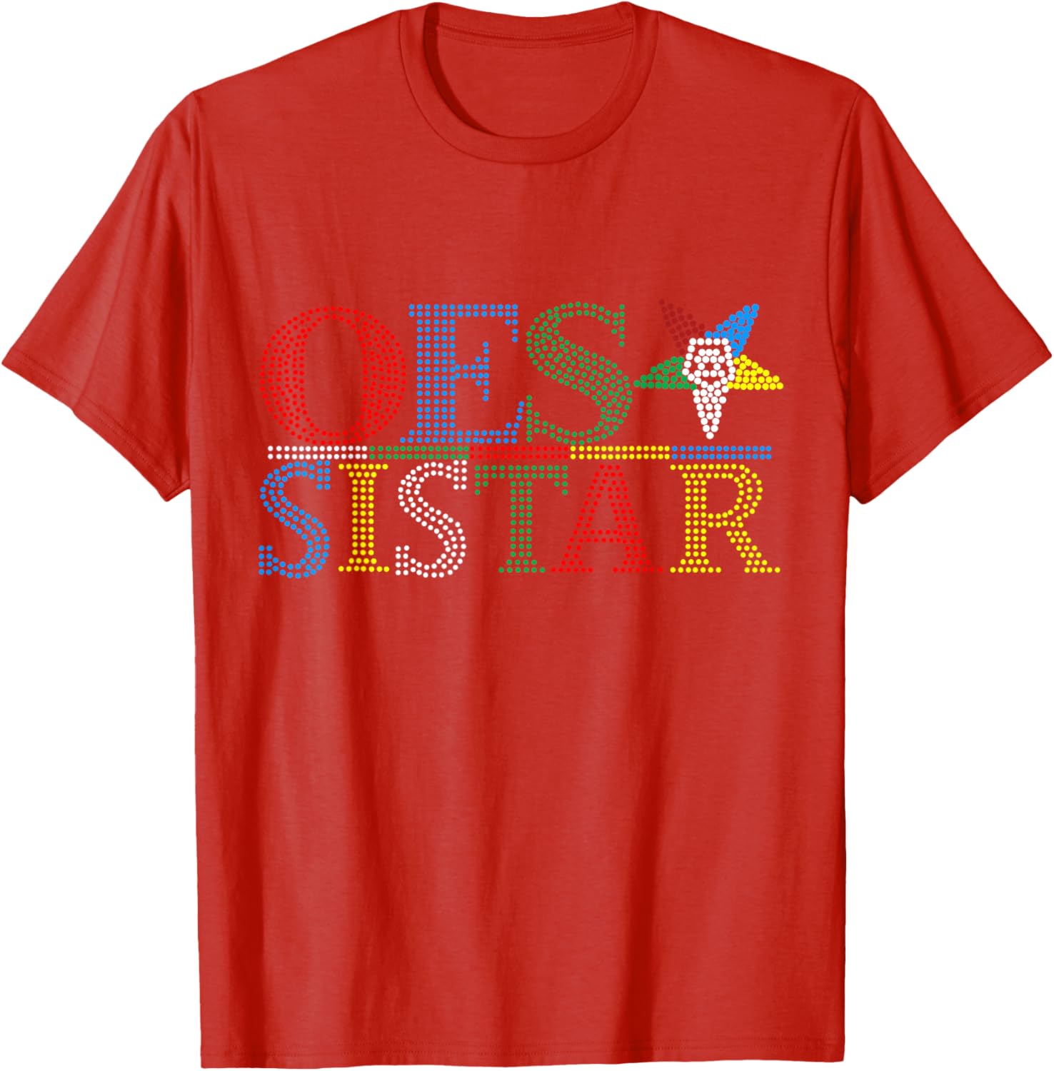 OES Sistar Dot Print Design Order of the Eastern Star Sisters T-Shirt - 8