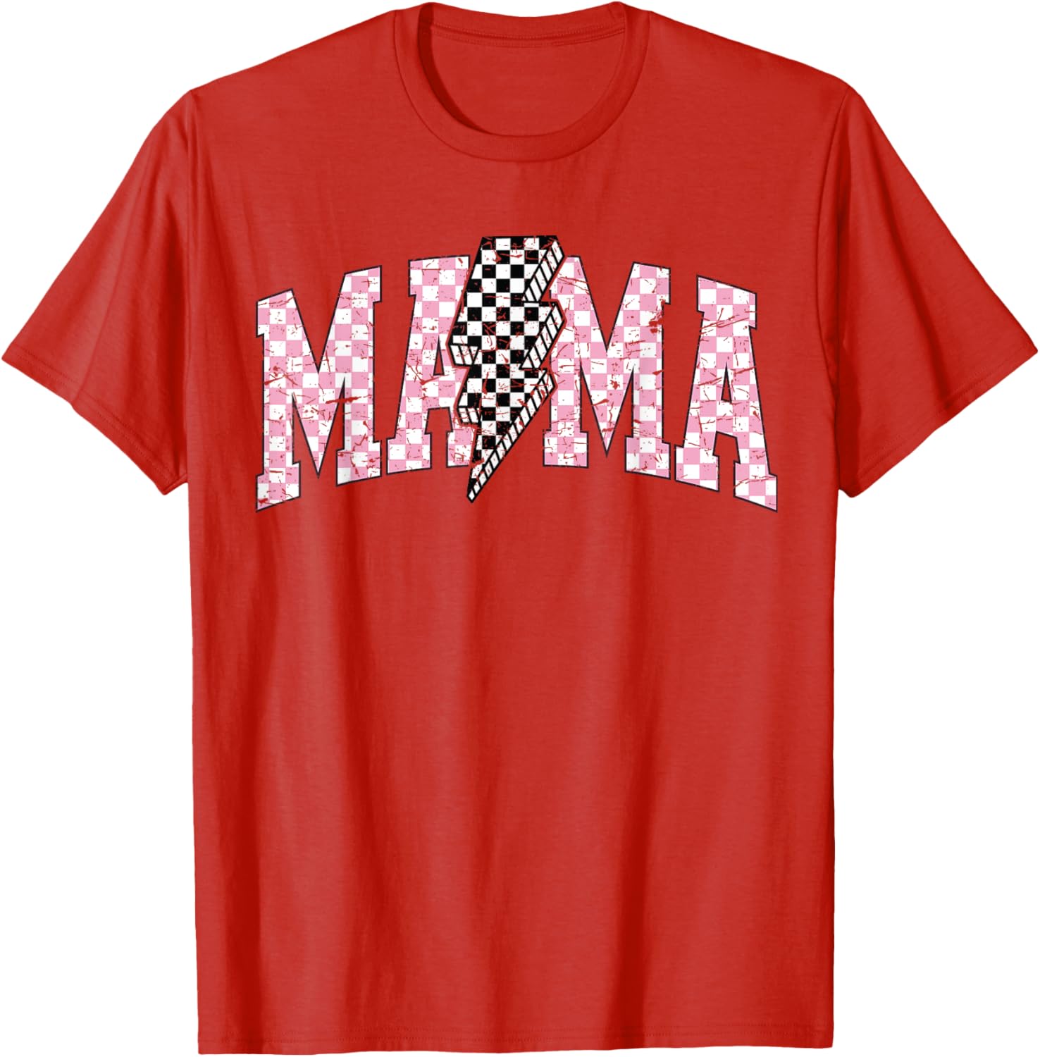 Retro Checkered Bolt Mama T-Shirt for Women, Men, Girls, and Kids - 13