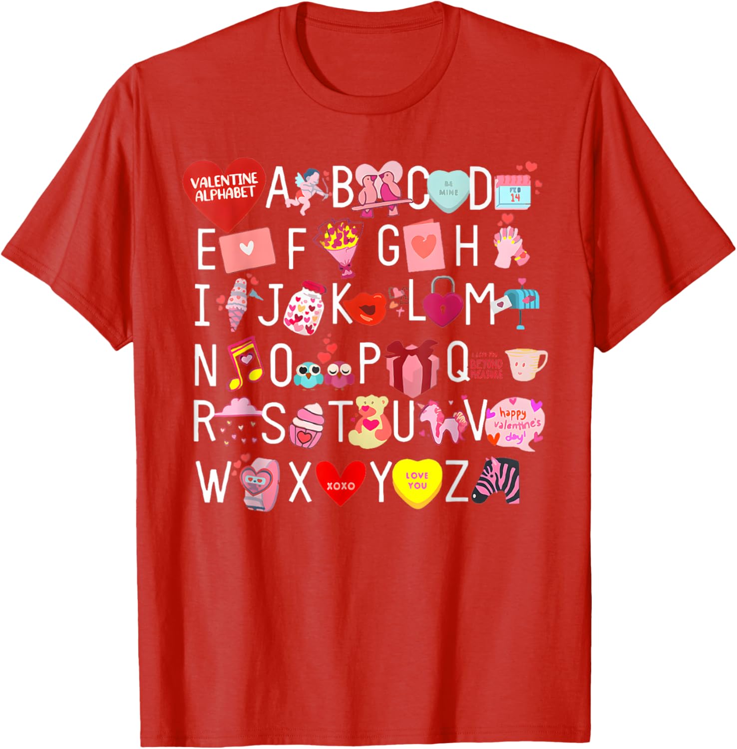 Funny ABC Teacher Appreciation Valentine's Day T-Shirt for Educators - 14