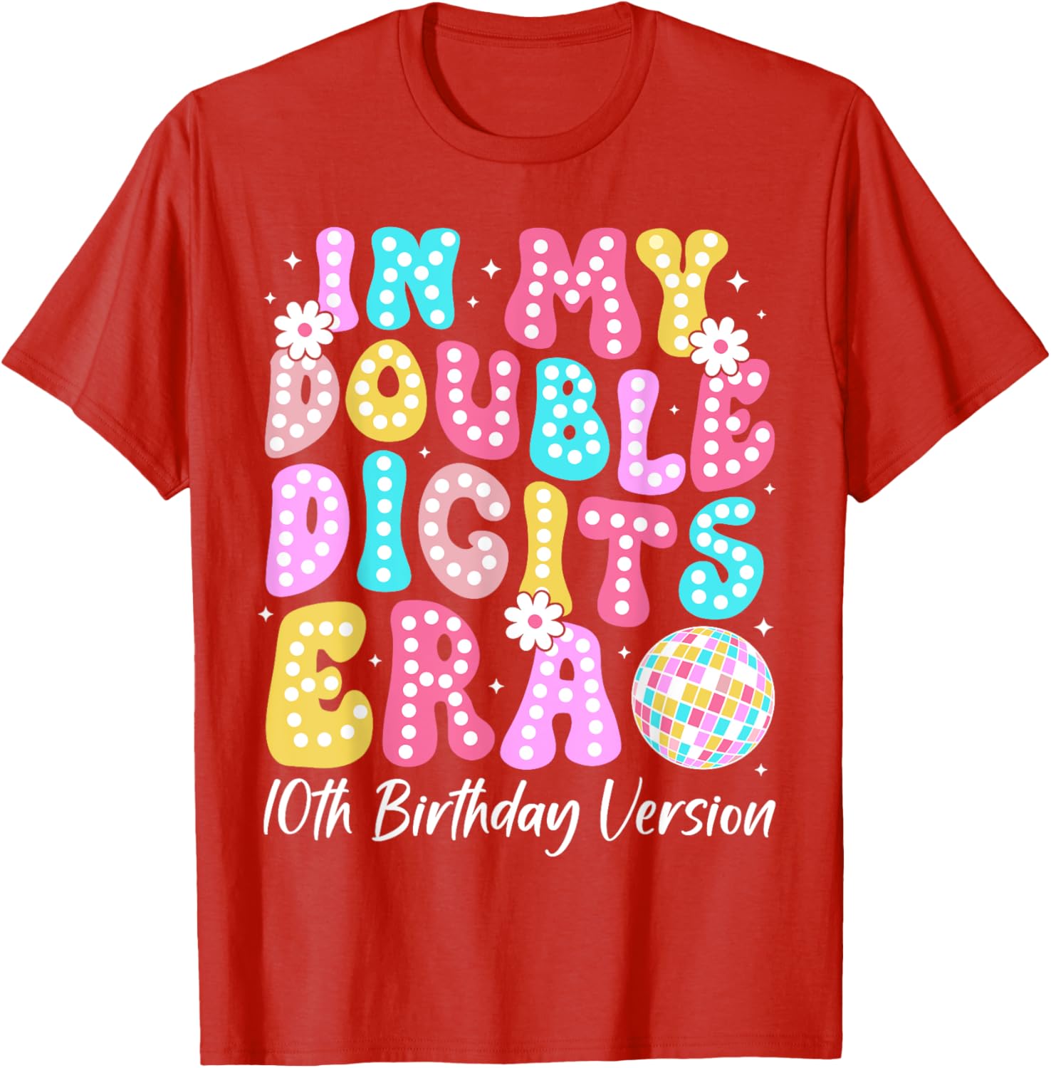 Retro 10th Birthday Girls T-Shirt In My Double Digits Era Design - 3
