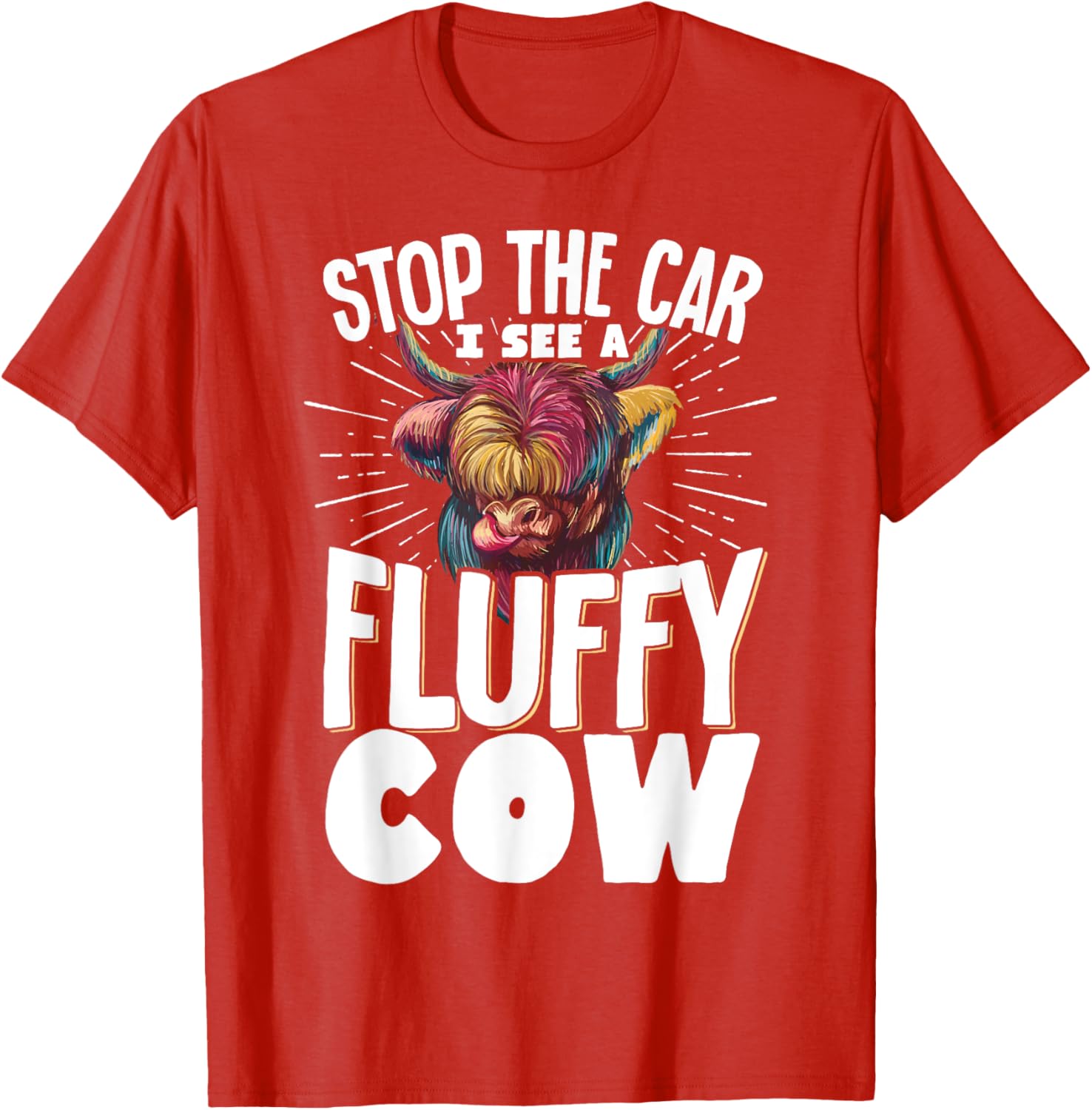 Fluffy Cow T-Shirt for Animal Lovers - Stop the Car Fun Tee - 19