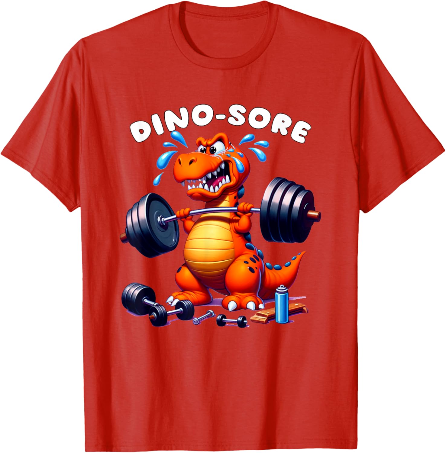 Dino Sore Gym T-Shirt for Fitness Lovers - Fun Lifting Weights Design - 10