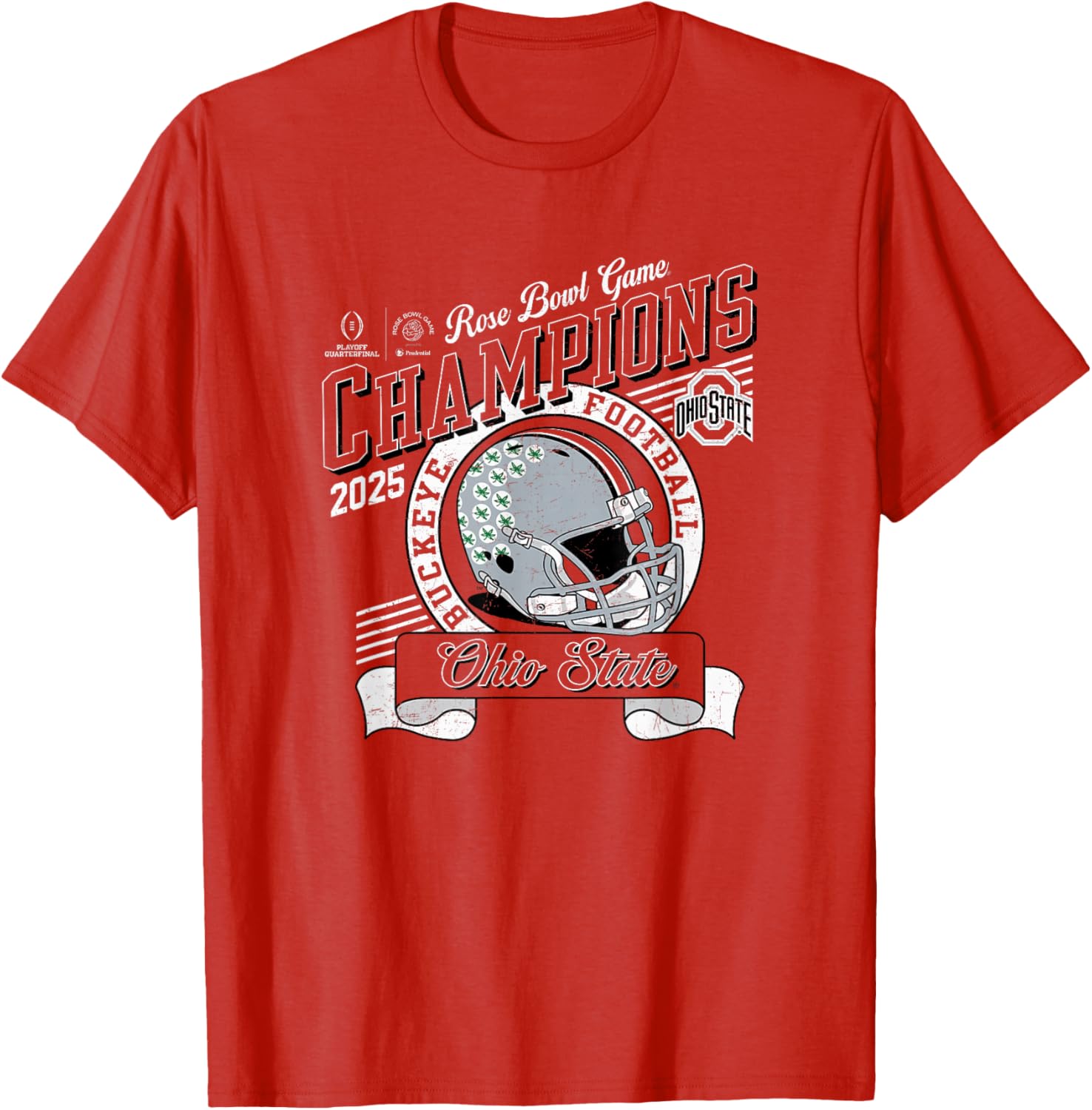 Ohio State Buckeyes Rose Bowl Champions 2025 Red T-Shirt for Fans - 1