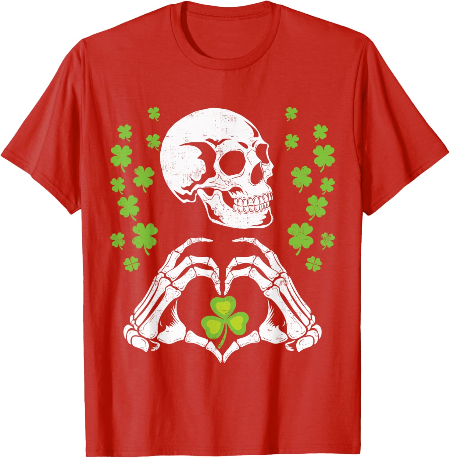 St Patrick's Day Skeleton Skull Heart Shamrock T-Shirt for Festive Fun - 4