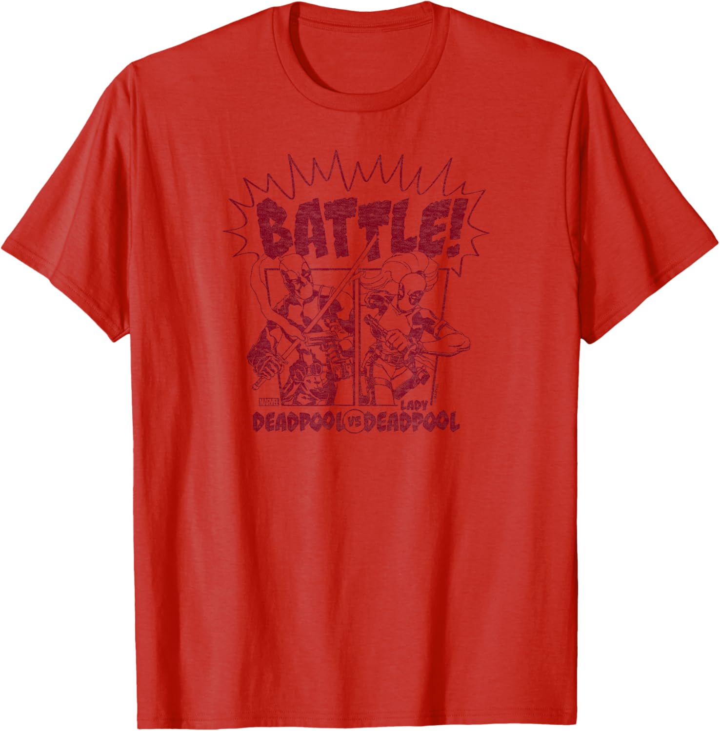 Deadpool vs Lady Deadpool T-Shirt for Fans of Comic Book Style Fashion - 4