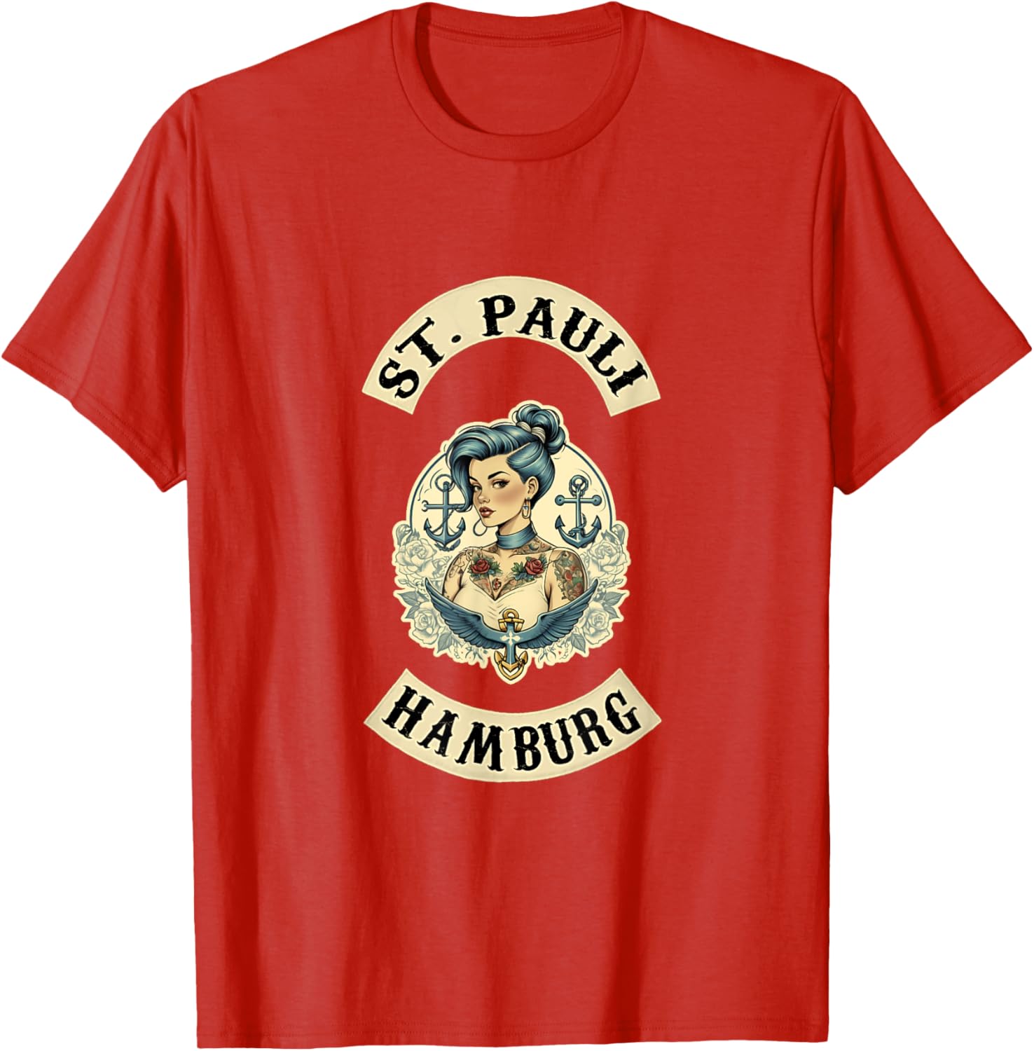 Hamburg St. Pauli Reeperbahn Sailor Tattoo Girl T-Shirt for Fans - 21