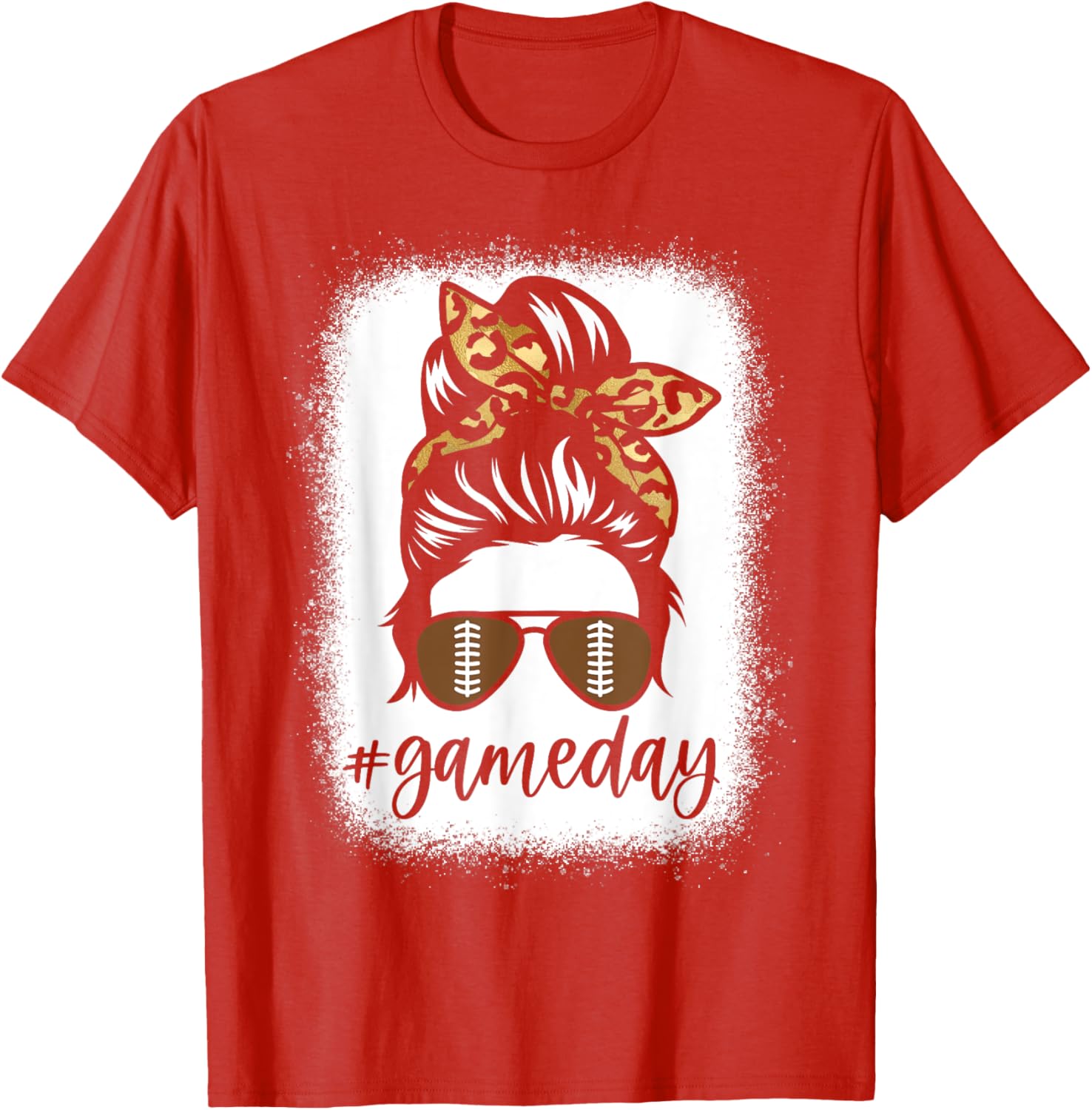 Game Day Leopard Messy Bun T-Shirt for Women and Girls – Sporty Style! - 4