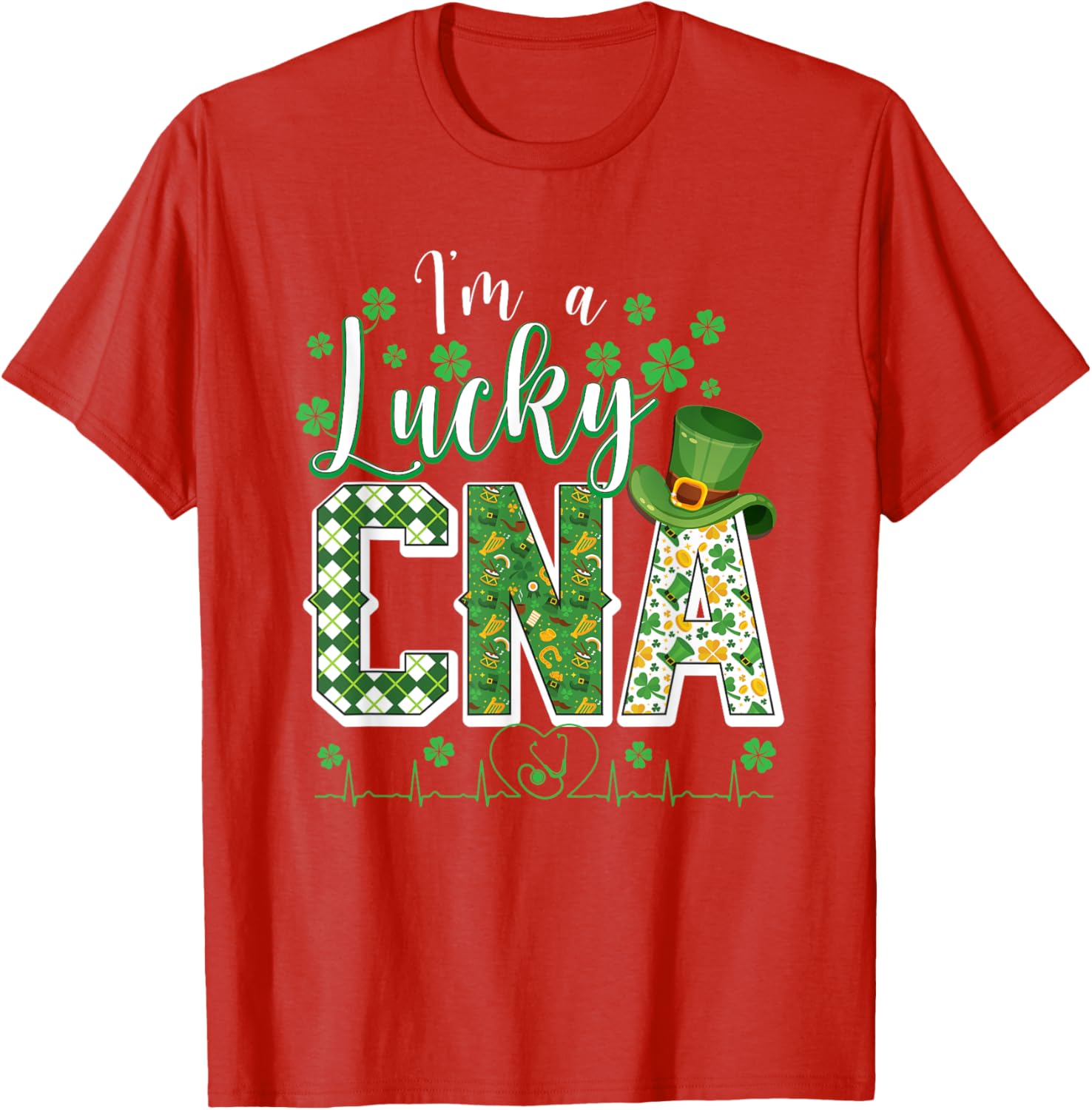 Funny Lucky CNA Nurse Shamrock St Patrick's Day T-Shirt for Scrubs - 21