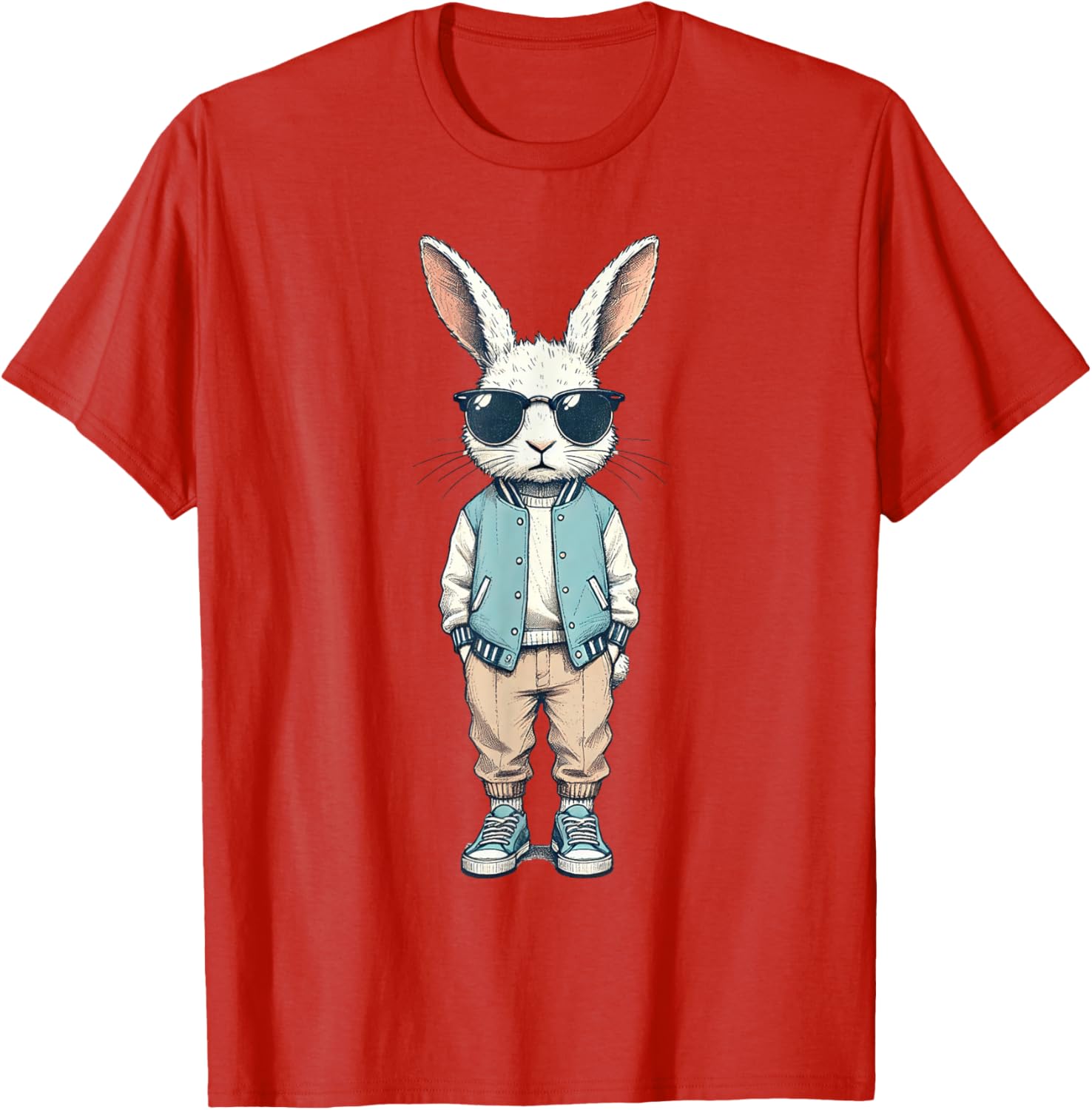Boys Easter Bunny Rabbit T-Shirt with Sunglasses for Kids and Men - 19