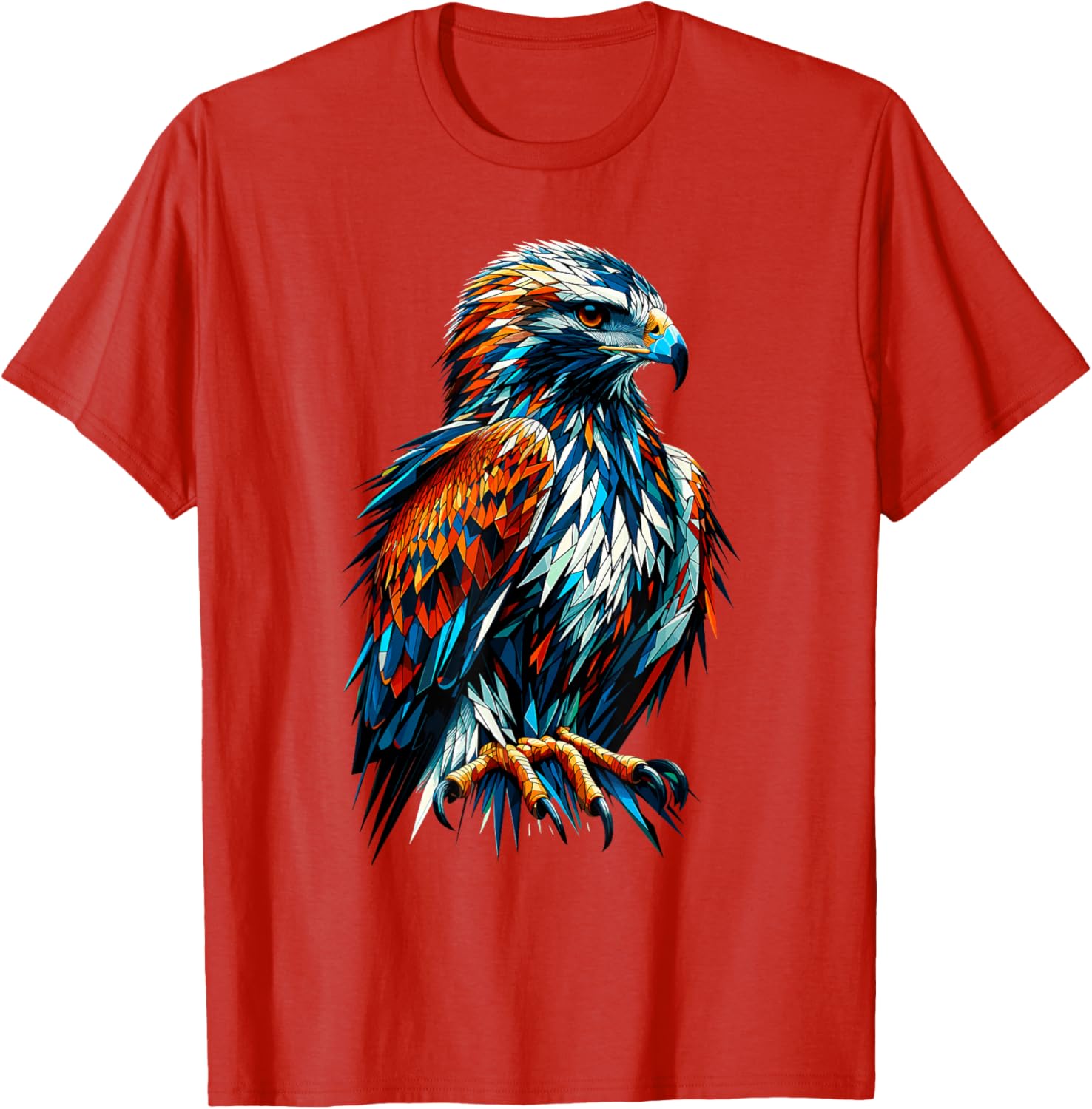 Polygon Art Hawk T-Shirt for Bird Lovers - Unique and Stylish Design - 16