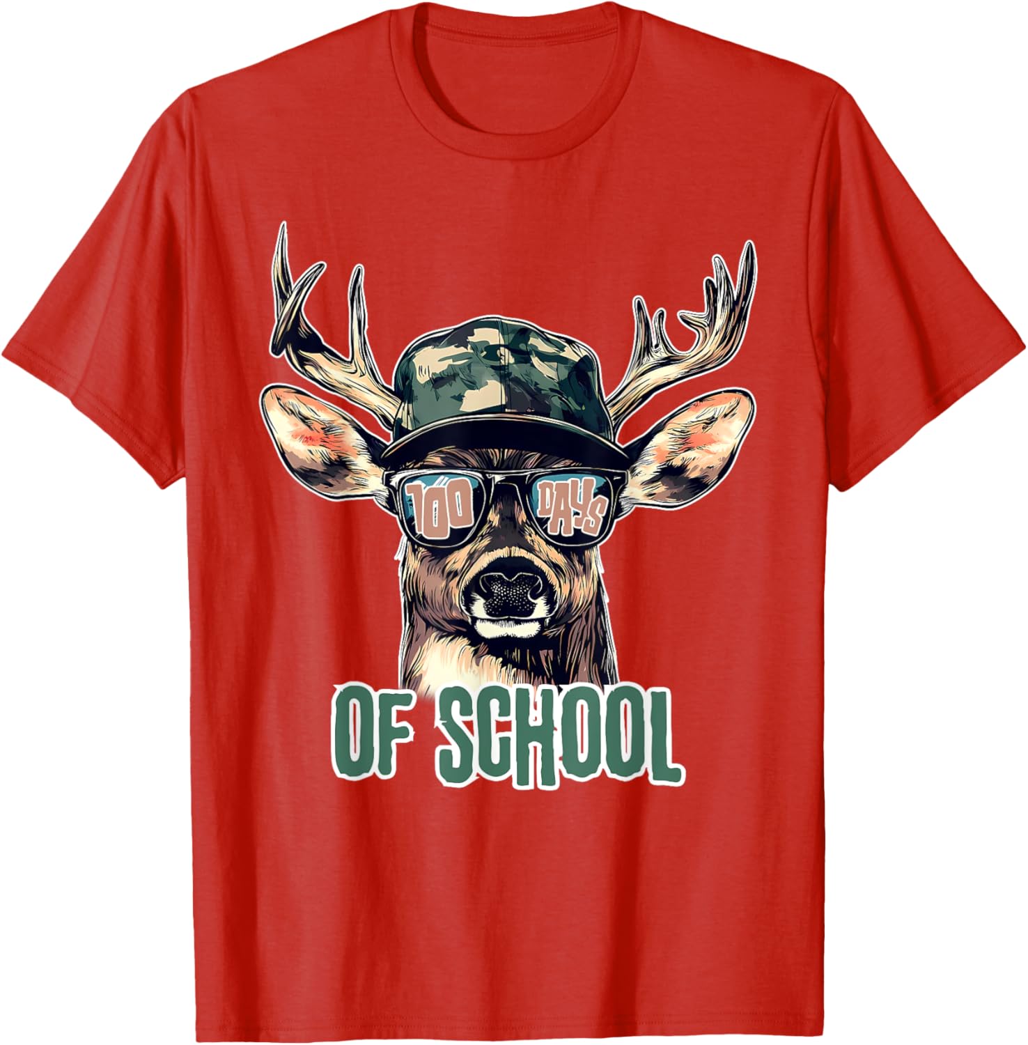 Bucked 100 Days of School Deer Hunting T-Shirt for Kids and Teens - 22