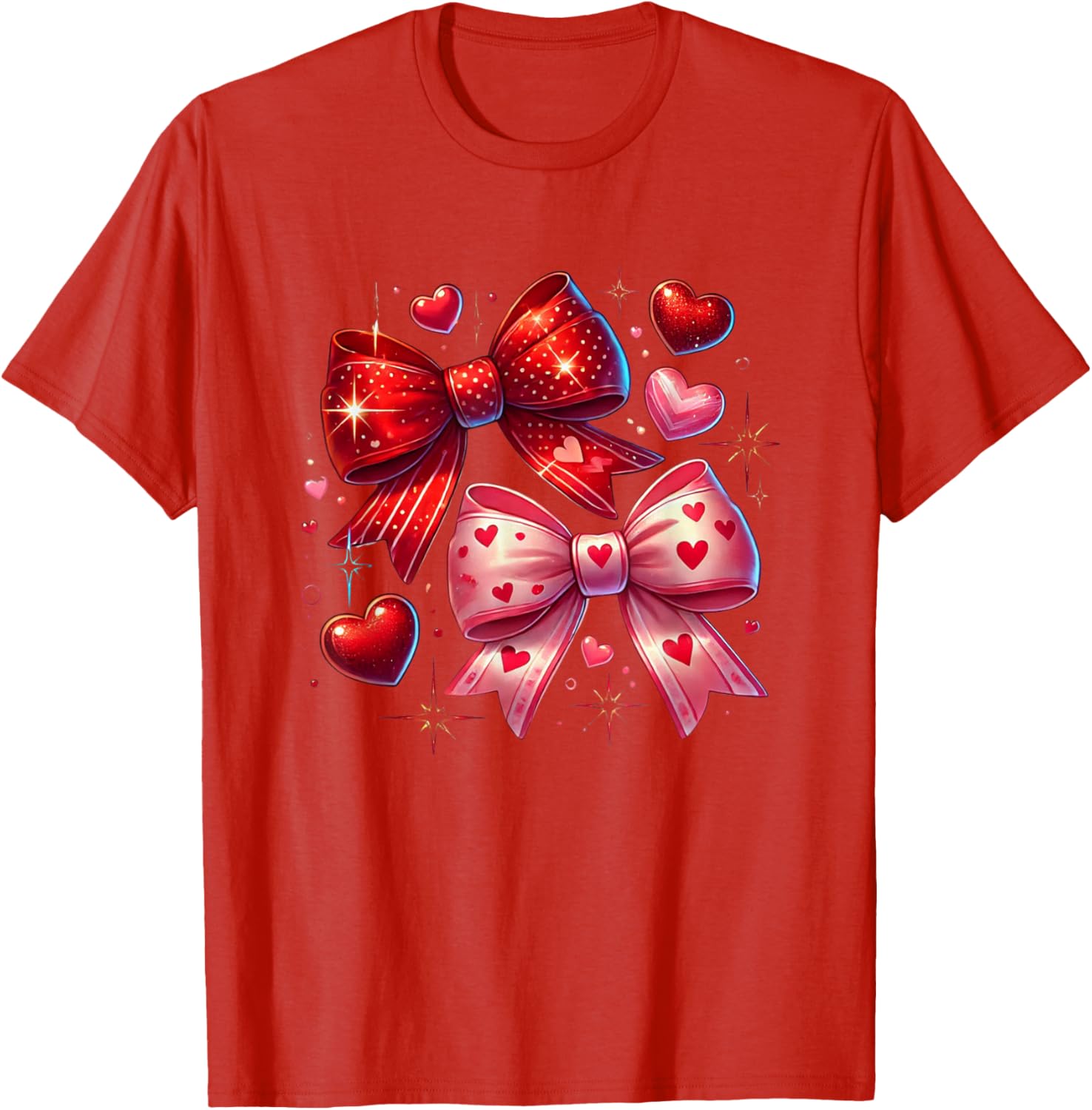 Heart Bows and Stars Romantic Love T-Shirt for Couples and Gifting - 26
