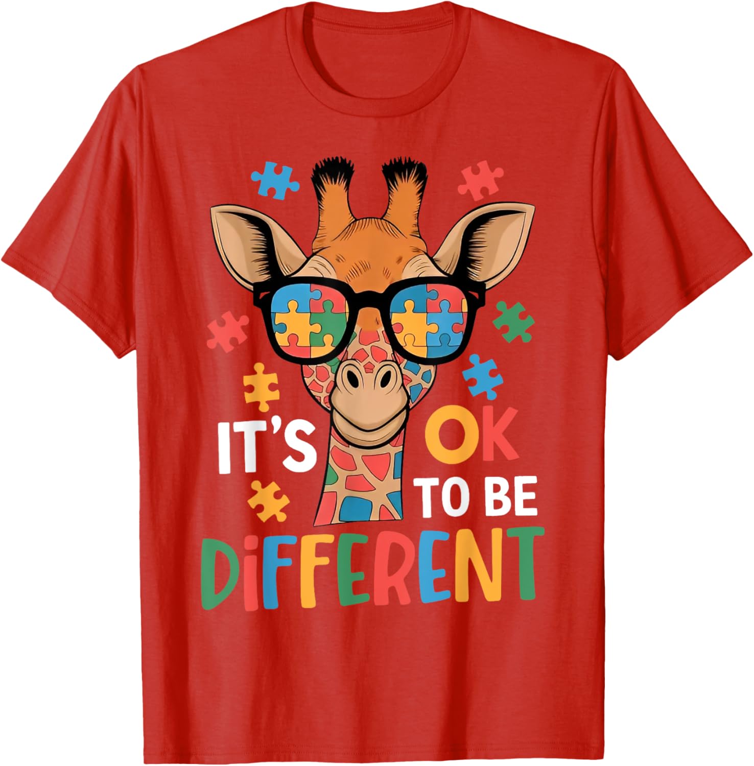 It's Okay to Be Different Giraffe Autism Awareness T-Shirt for Kids - 17