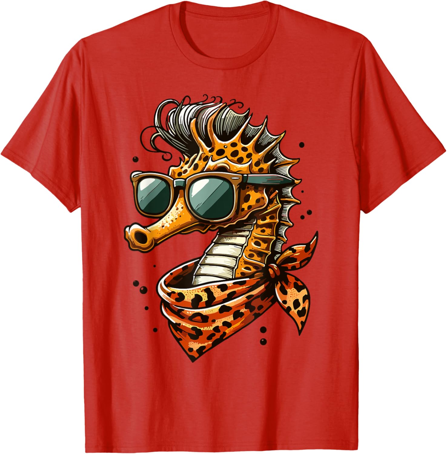Seahorse with Leopard Scarf and Sunglasses Fun T-Shirt for Animal Lovers - 27