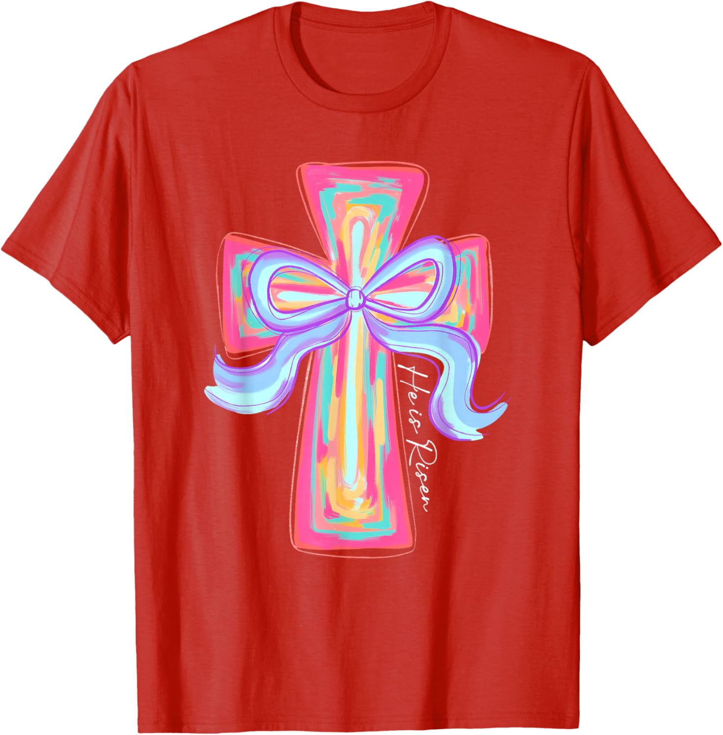 He is Risen Jesus Easter T-Shirt with Coquette Bow for Celebration - 2