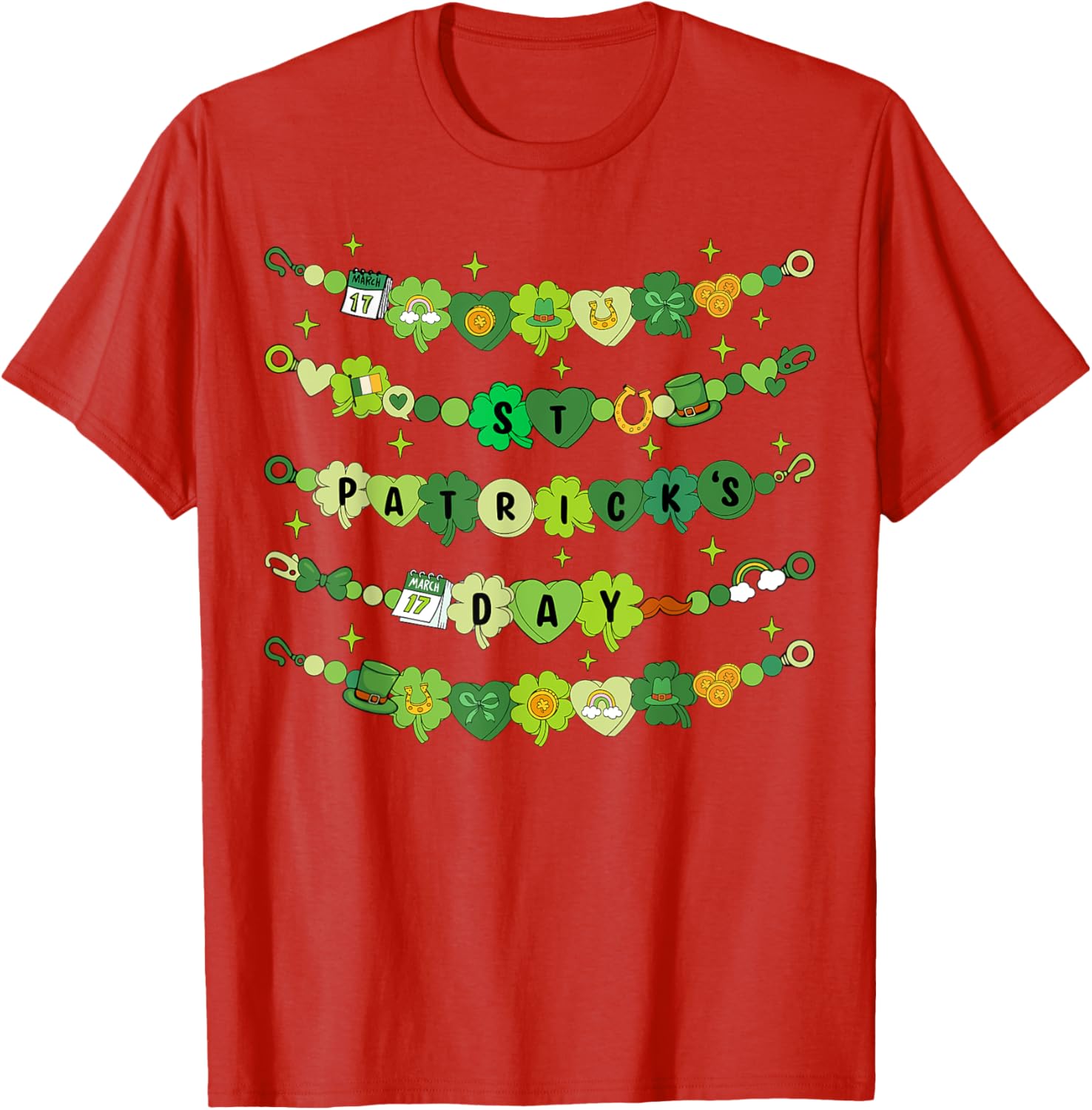 Happy St Patricks Day Friendship Bracelet T-Shirt for Girls - 14
