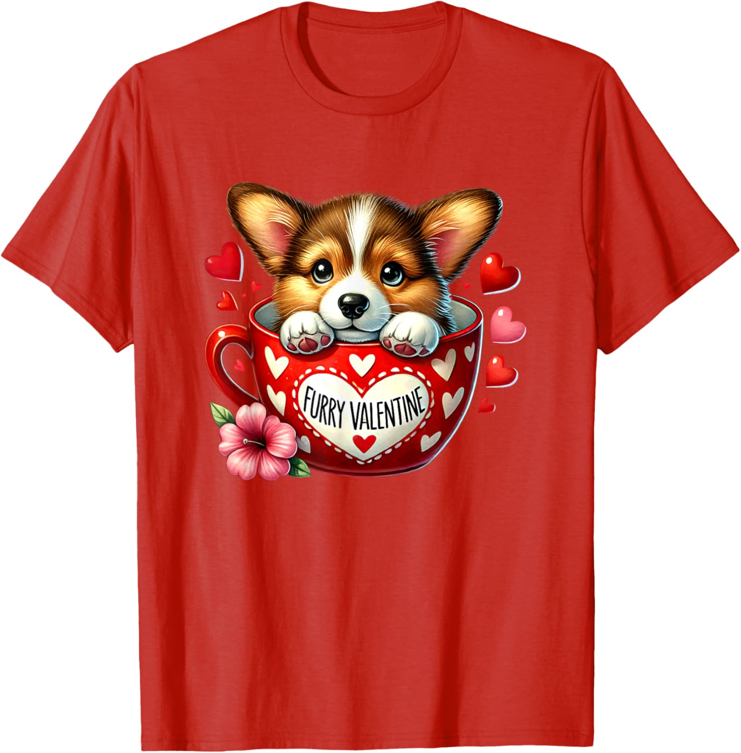 Furry Valentine Corgi Puppy Love T-Shirt for Dog Lovers and Friends - 25