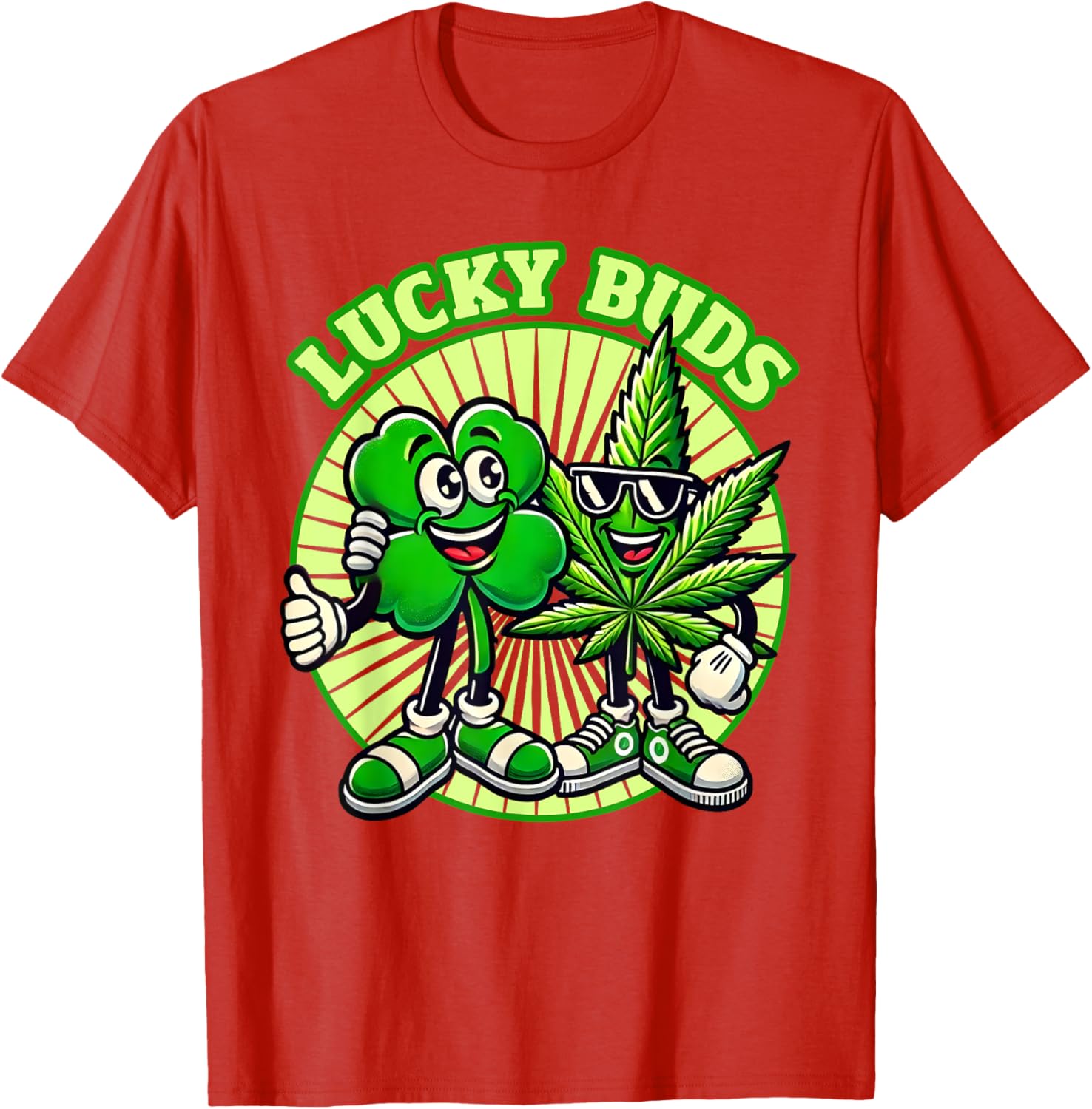 Lucky Buds St. Patrick's Day Retro Clover Weed T-Shirt for High Spirits - 1