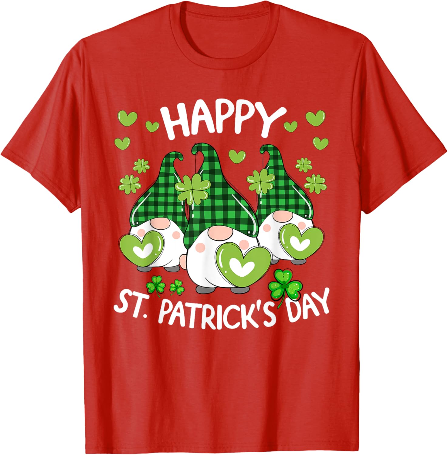 Happy St Patricks Day Gnome Shamrock T-Shirt for Women and Kids - 9