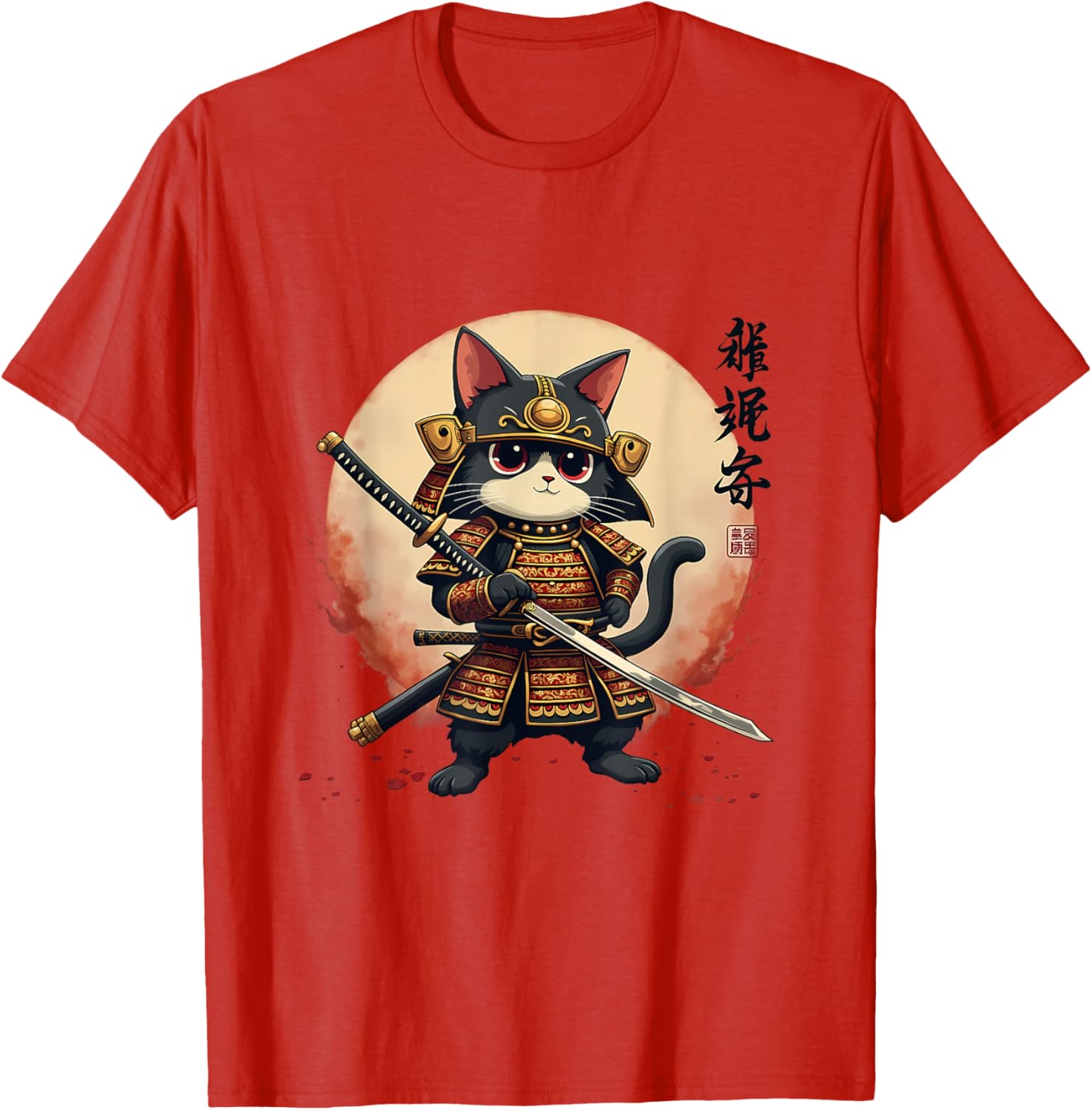 Samurai Cat Warrior Art Tee for Men and Women - Cool Japanese Anime T-Shirt - 8
