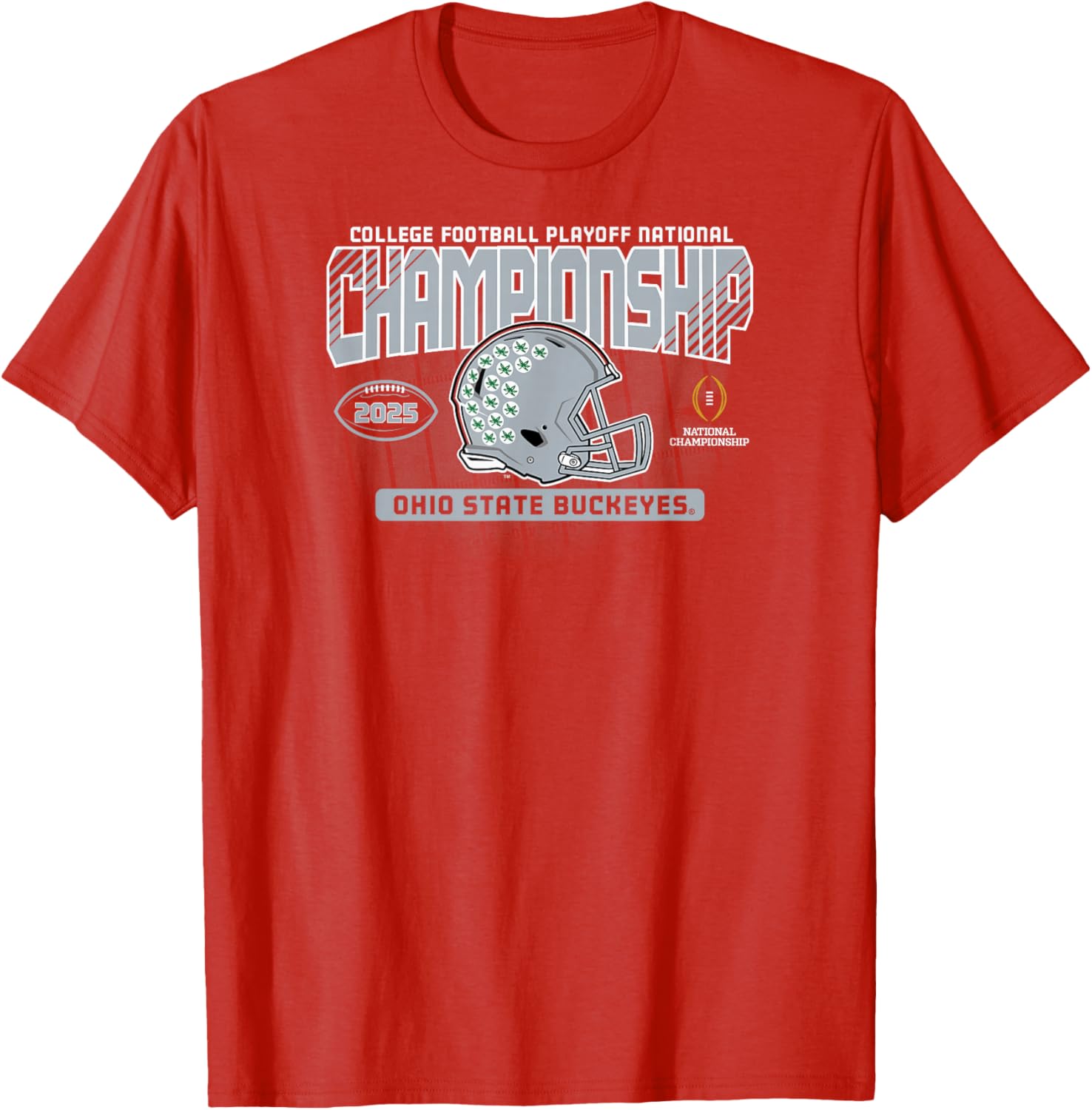 Ohio State Buckeyes 2025 National Championship Red Helmet T-Shirt - 1