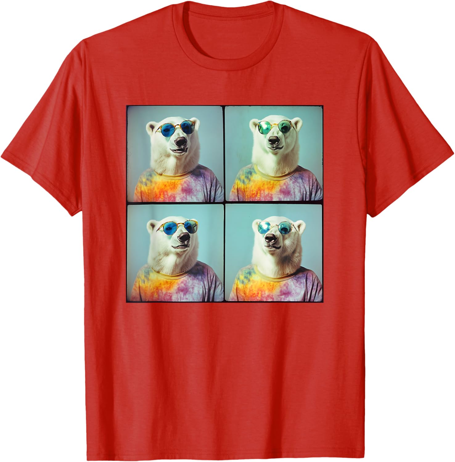 Colorful Tie Dye Polar Bear T-Shirt for Unique Hippie Style Fun - 3