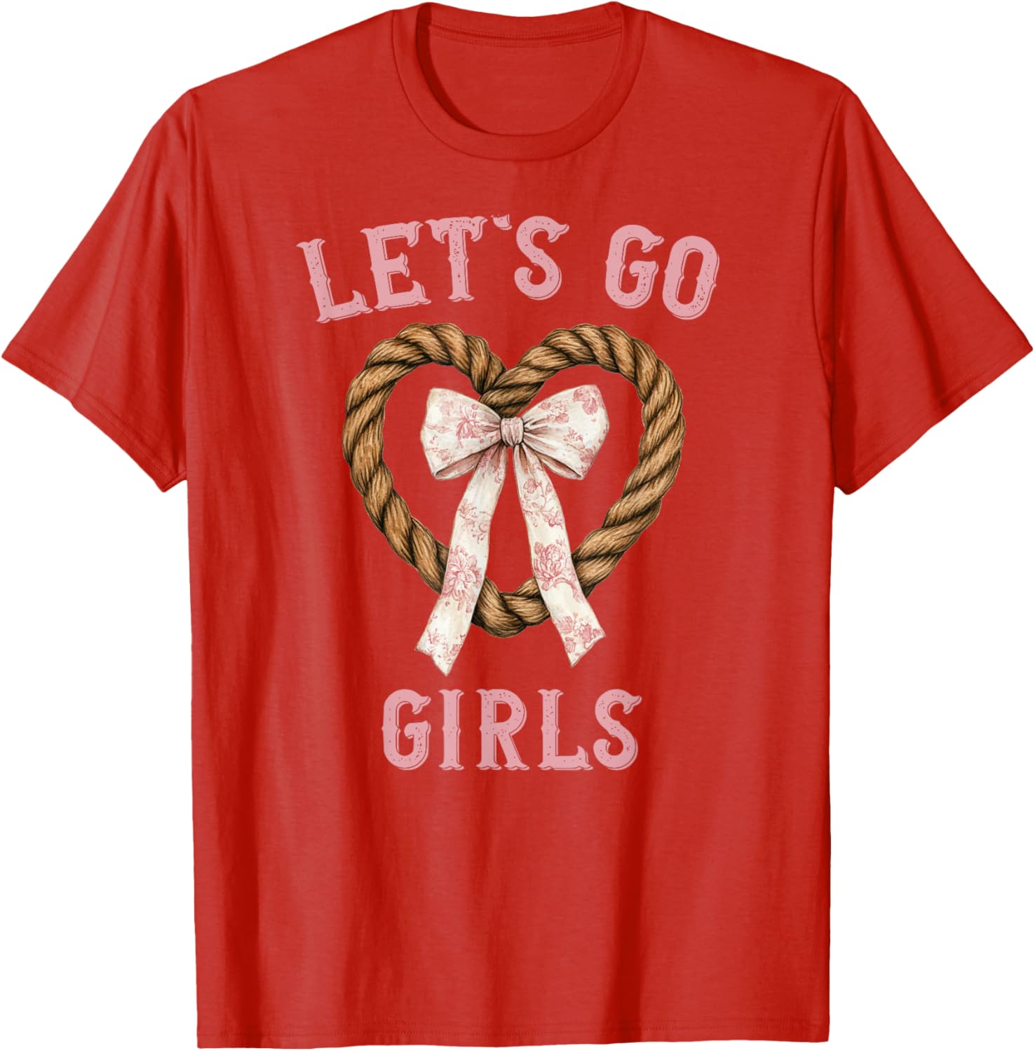 Chinoiserie Pink Cowgirl Lasso T-Shirt for Stylish Western Girls - 7