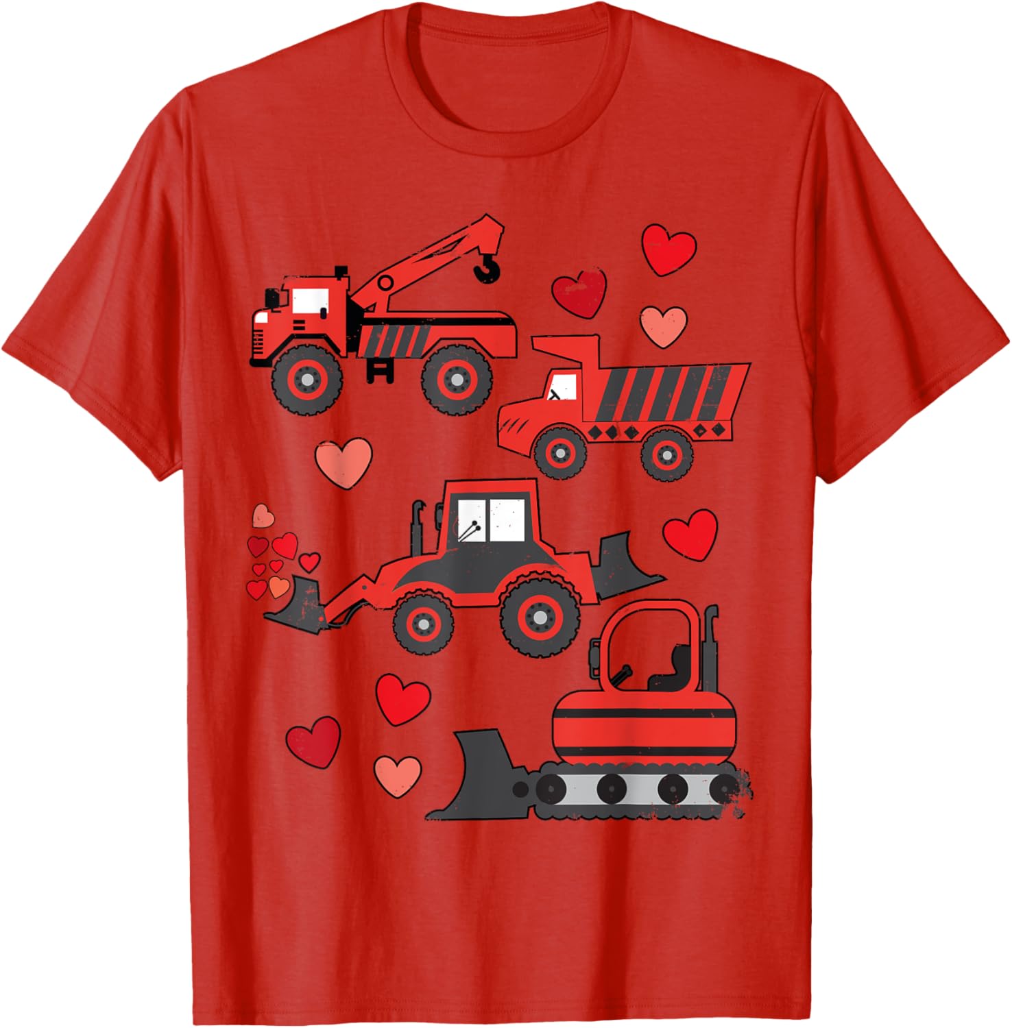 Funny Valentines Day Construction Trucks T-Shirt for Kids and Adults - 6