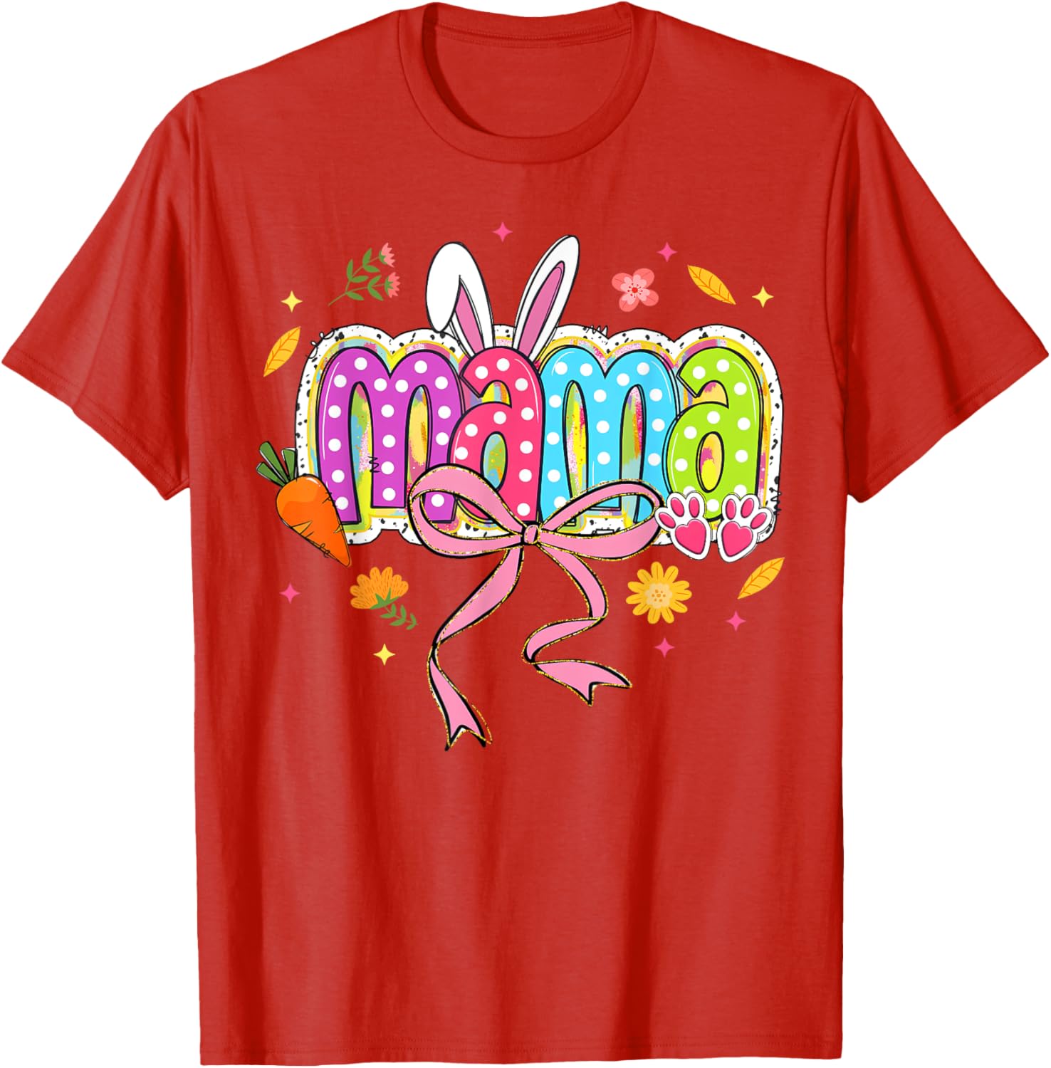 Boho Floral Coquette Bow Mama Bunny Easter Family T-Shirt for Moms - 11