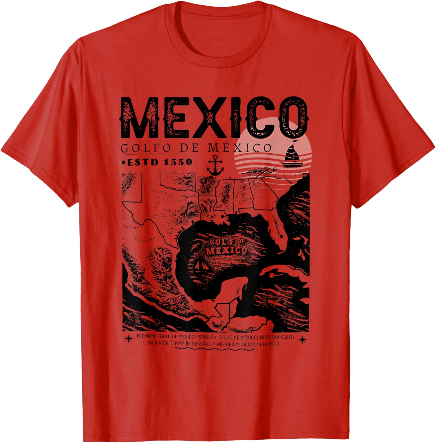Gulf of Mexico 1550 History Facts T-Shirt for Ocean Lovers and Travelers - 15