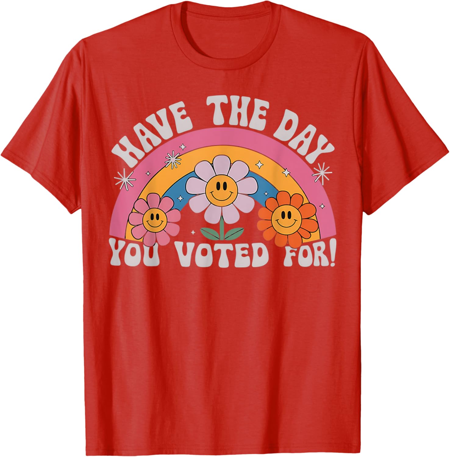 Funny Groovy Rainbow Flower T-Shirt Perfect for Voting Day Pride - 10