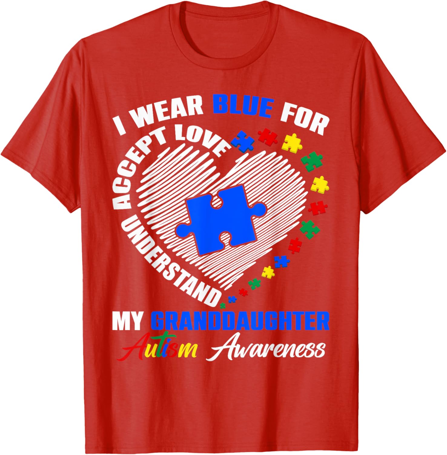 Blue Puzzle Pie T-Shirt for Autism Awareness - Perfect for Granddaughters - 15