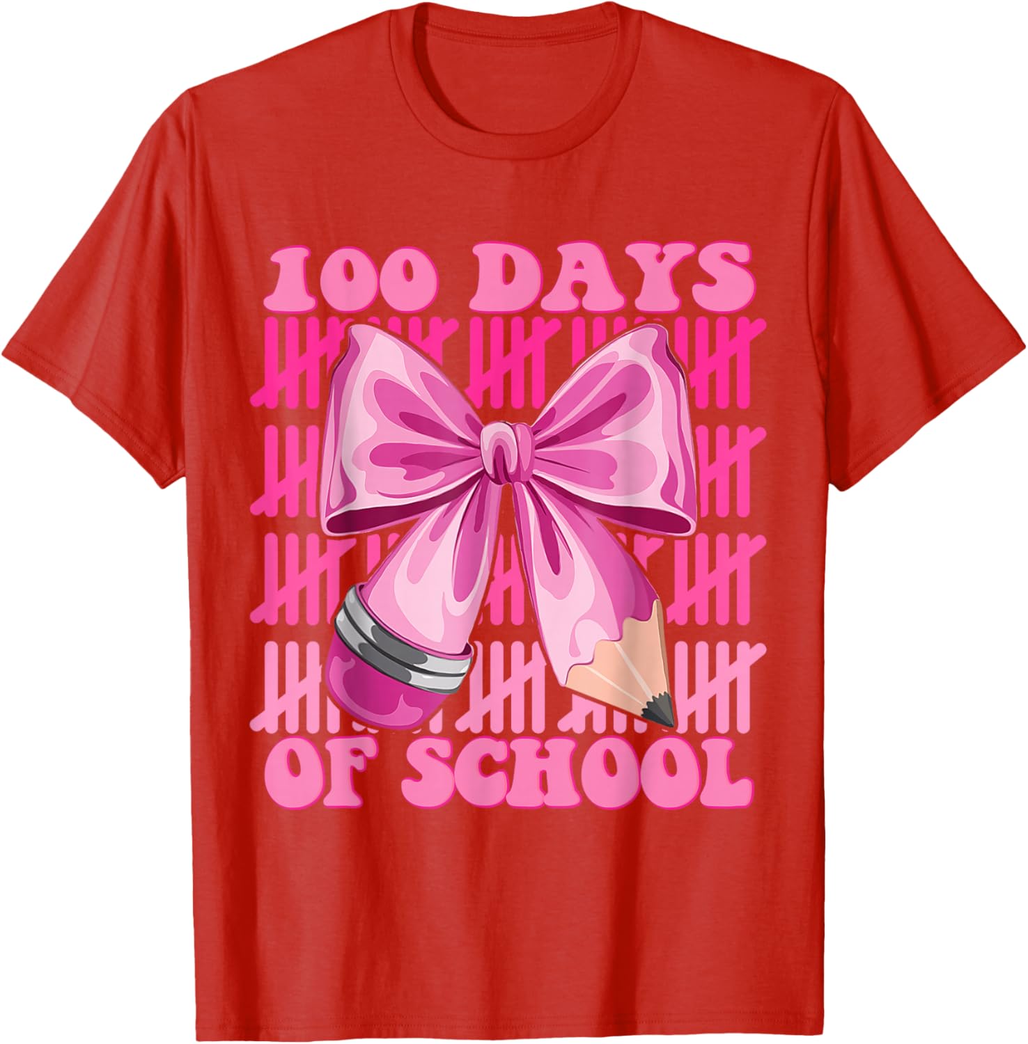 100 Days of School Girls Coquette Bow T-Shirt for Celebrating Milestones - 2