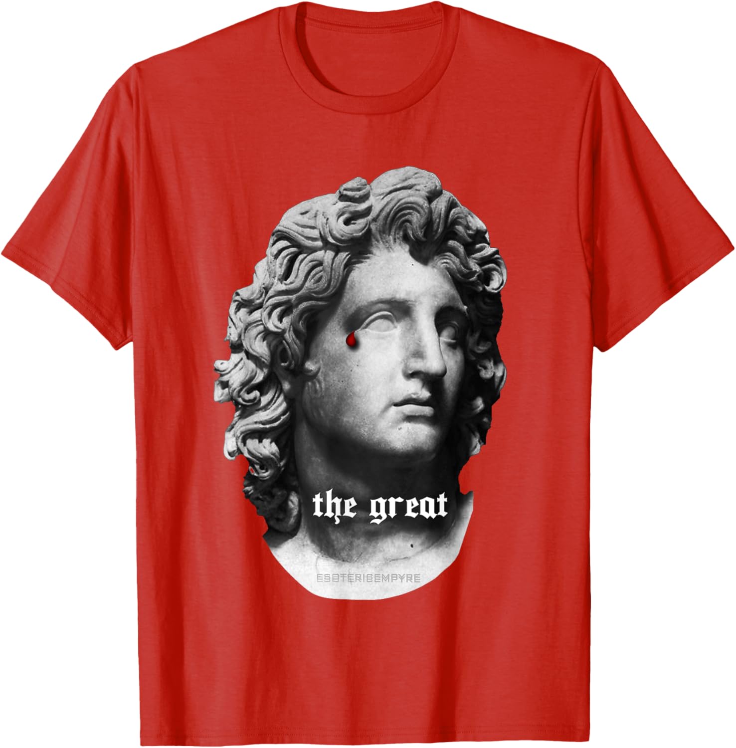 Alexander the Great Bust T-Shirt with Unique Bloody Teardrop Design - 18