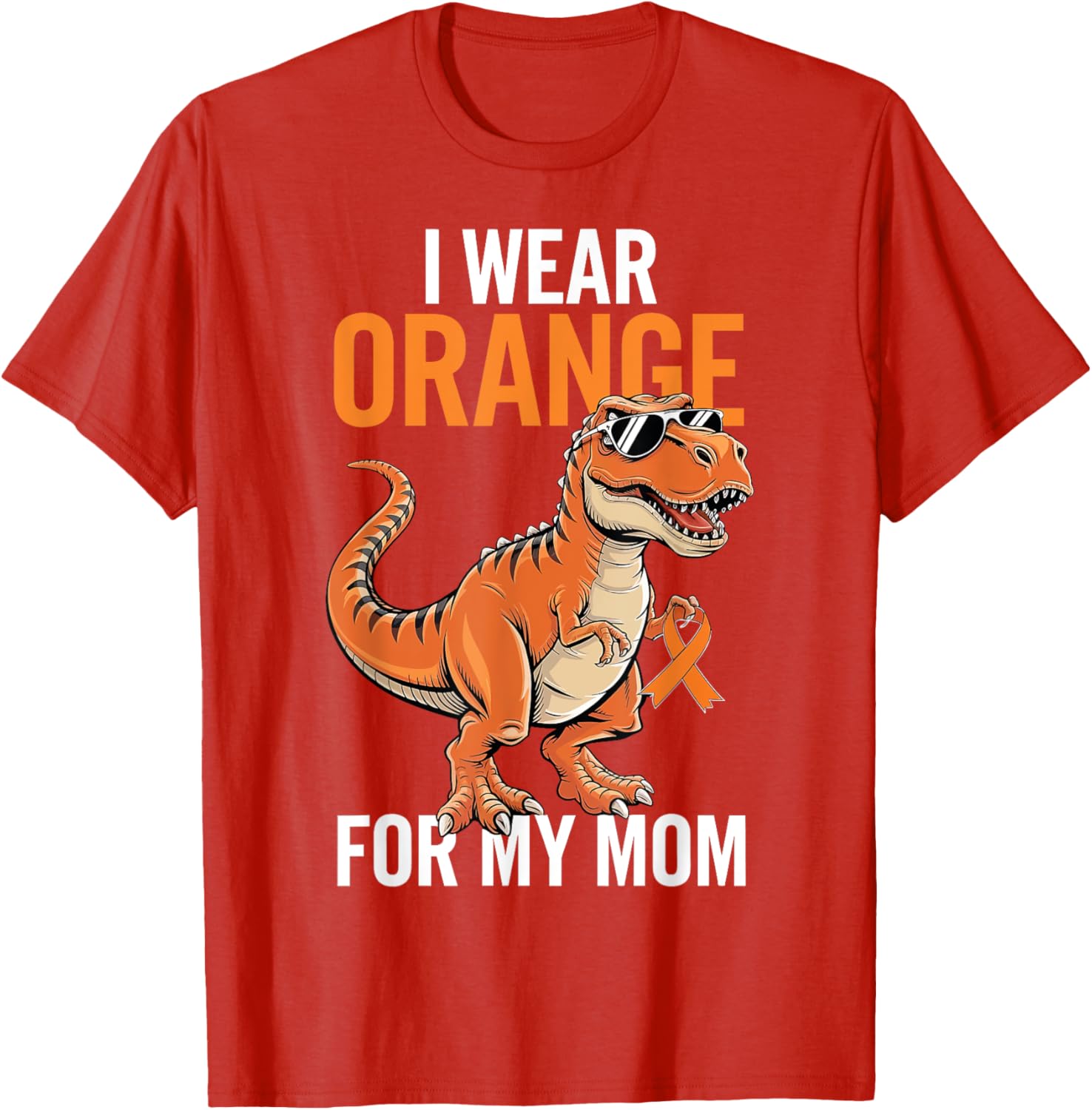 I Wear Orange For Mom Dinosaur MS Awareness T-Shirt for Supportive Families - 3
