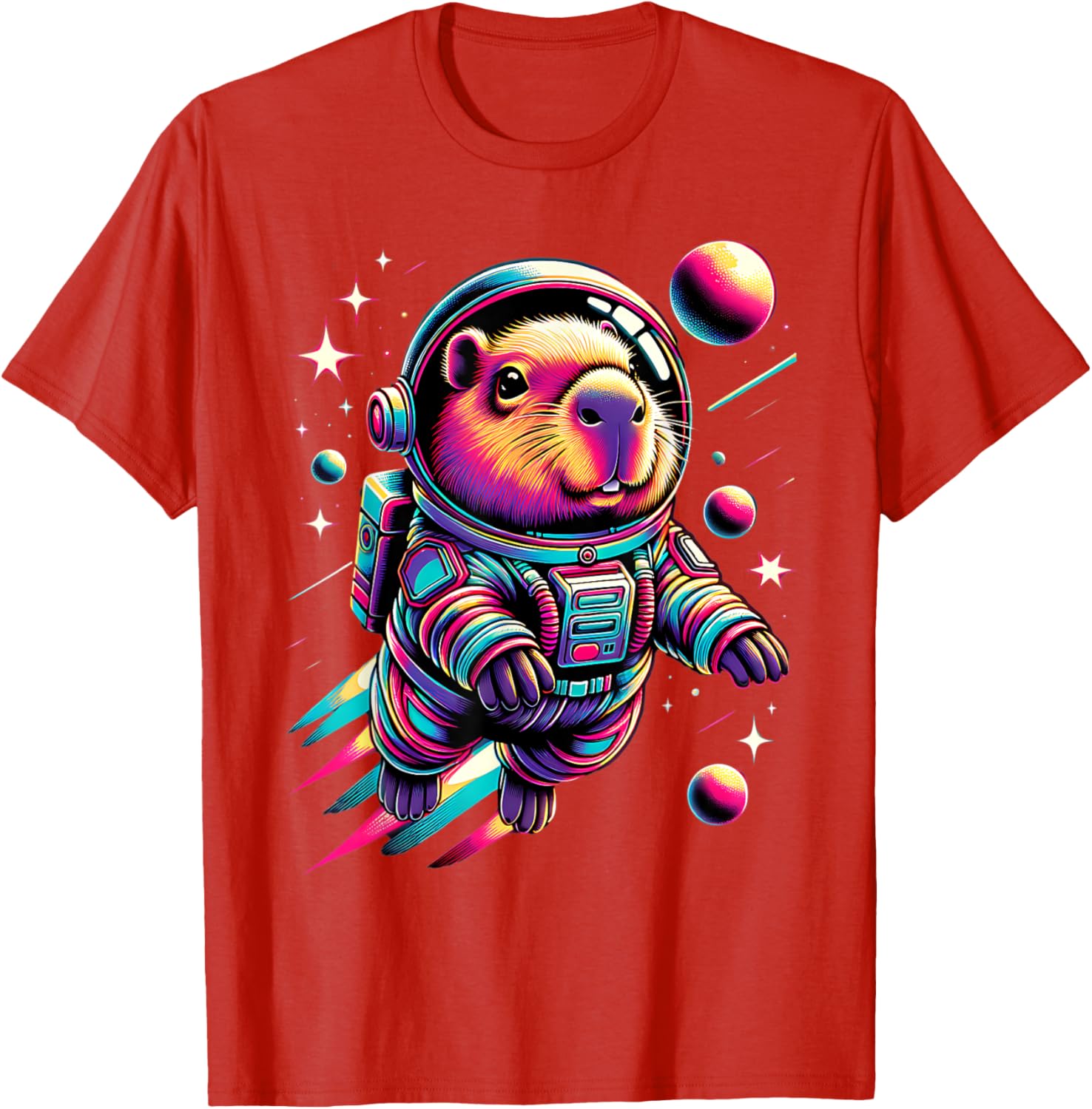 Adorable Space Capybara Astronaut T-Shirt for Animal Lovers - 11
