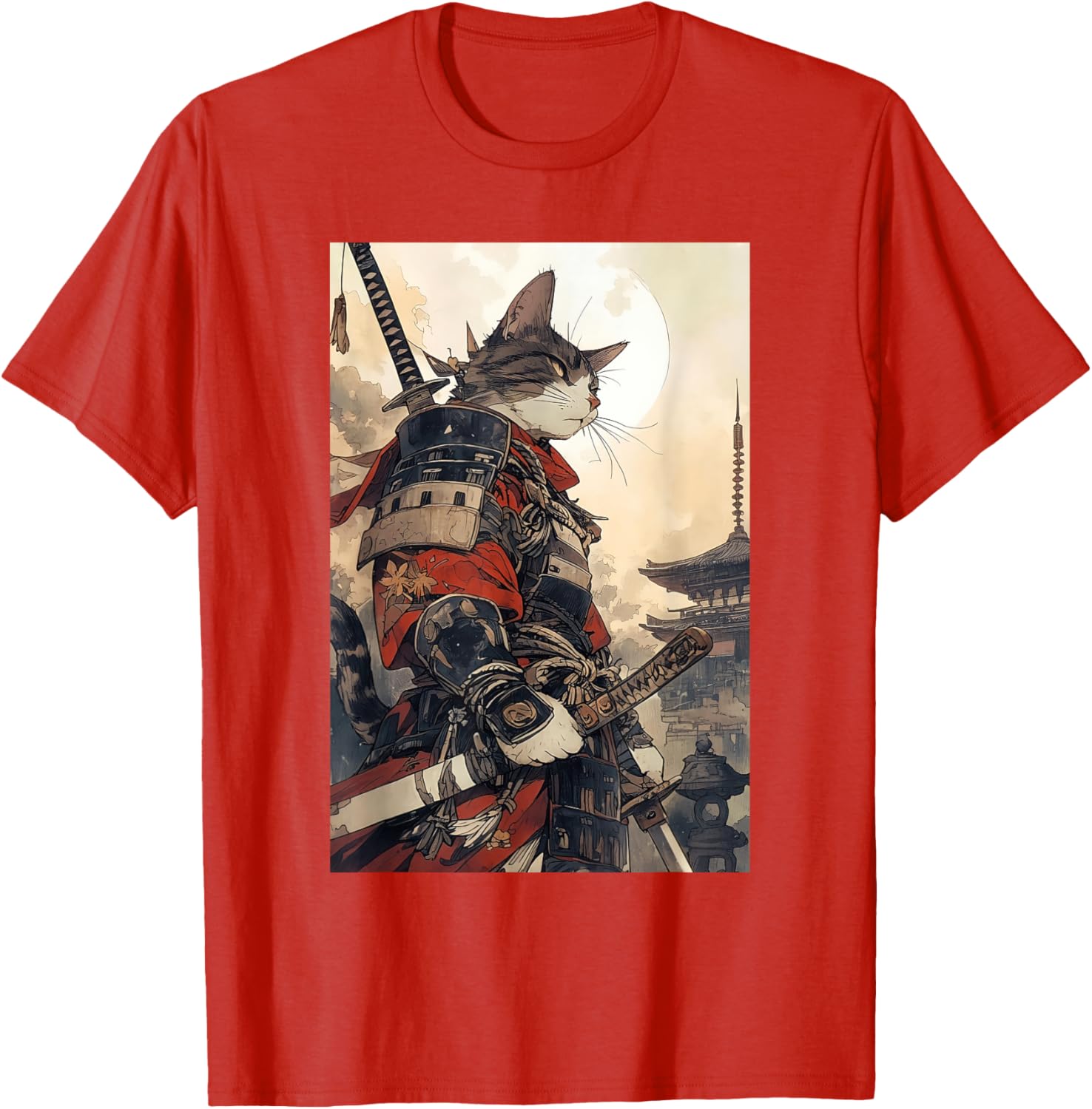 Samurai Cat Graphic Tee Vintage Japanese Art for Men, Women, Kids - 28