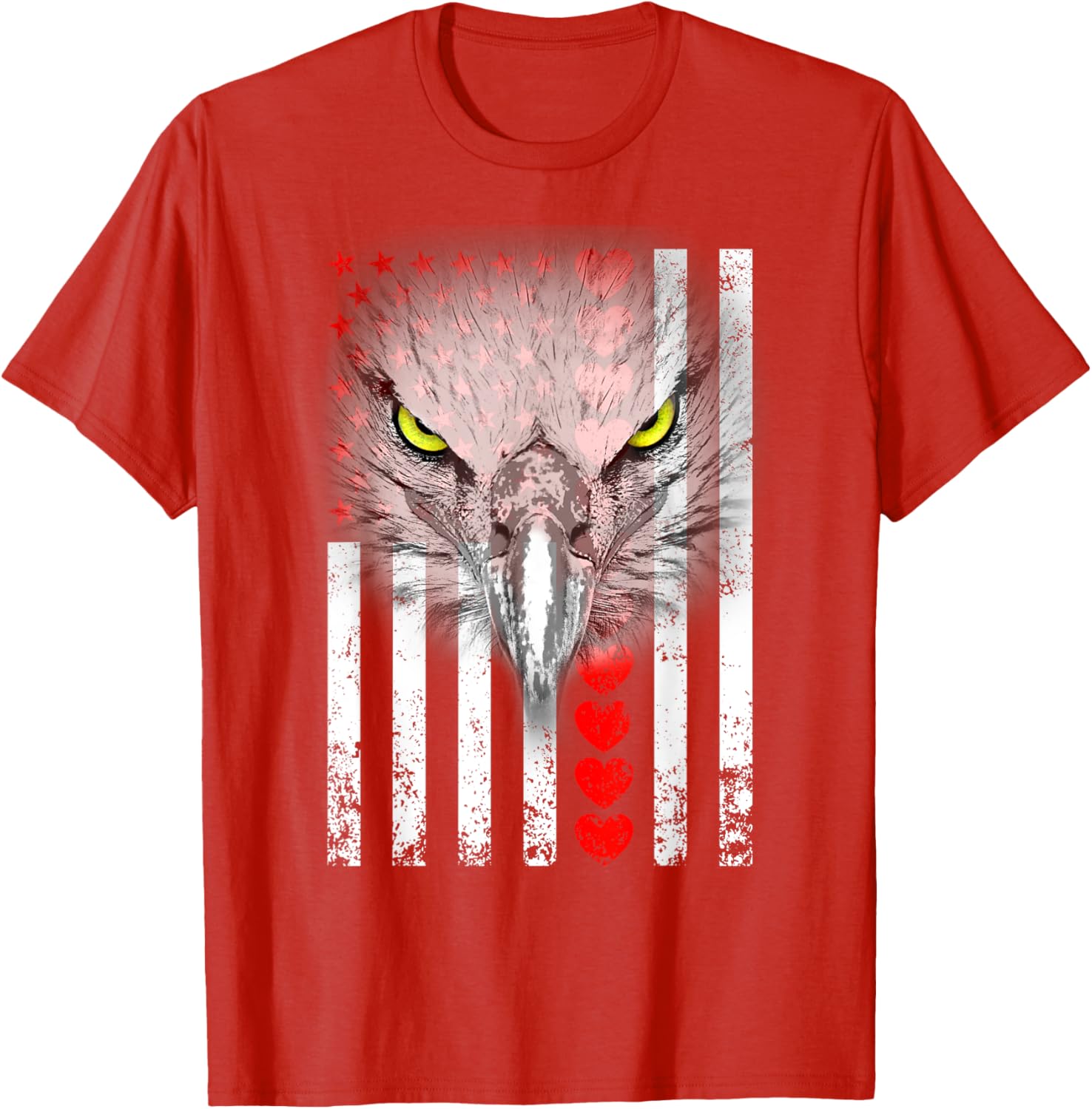 Happy Valentine's Day Eagle T-Shirt for Animal Lovers with Hearts & Flag - 6