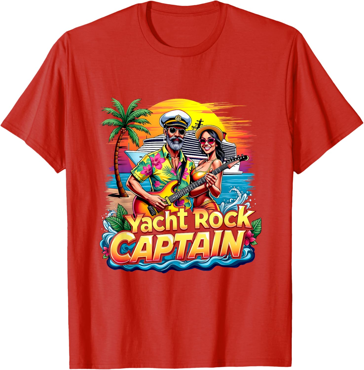 Retro Yacht Rock Captain Tropical Cruise Squad T-Shirt for Fun Parties - 19
