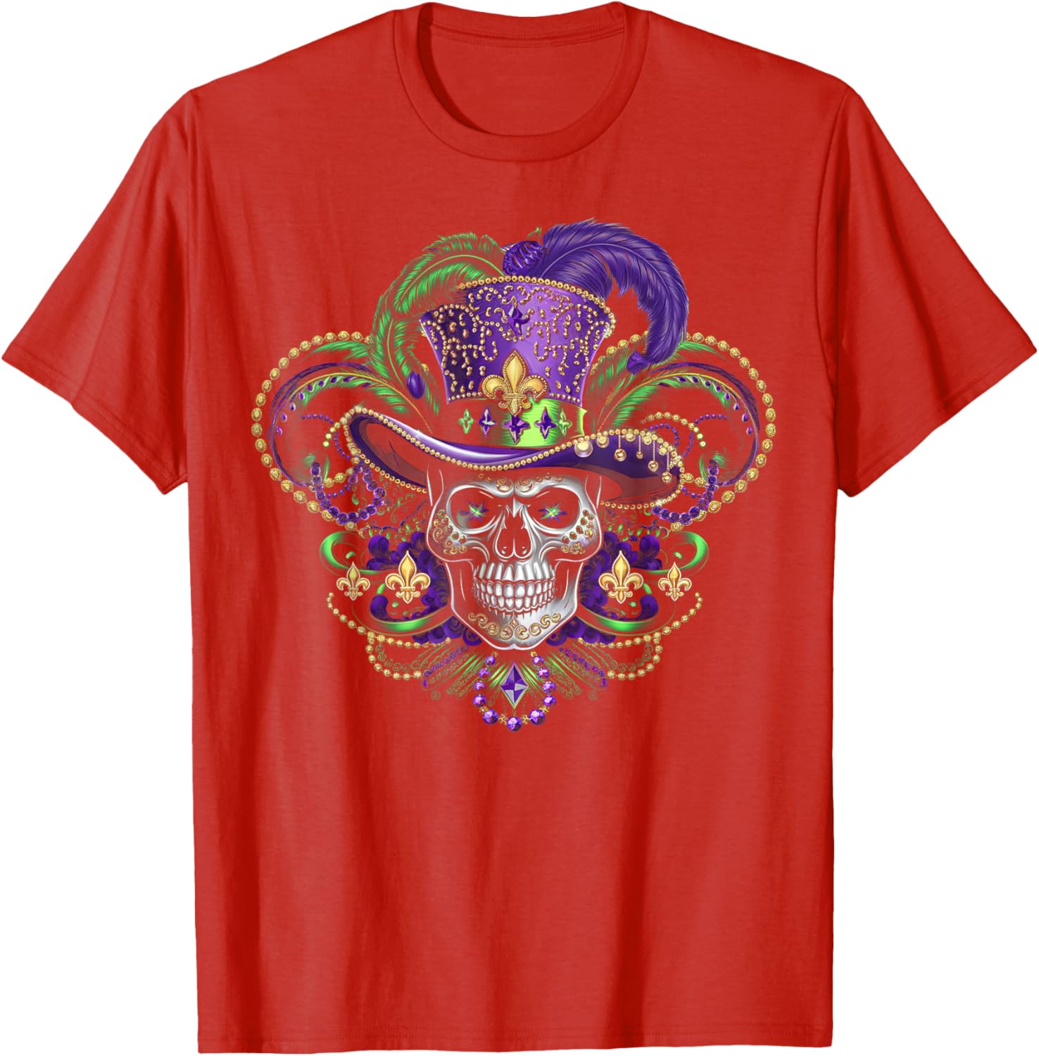 Vibrant Sugar Skull Witch T-Shirt for Mardi Gras and Halloween Fun - 9