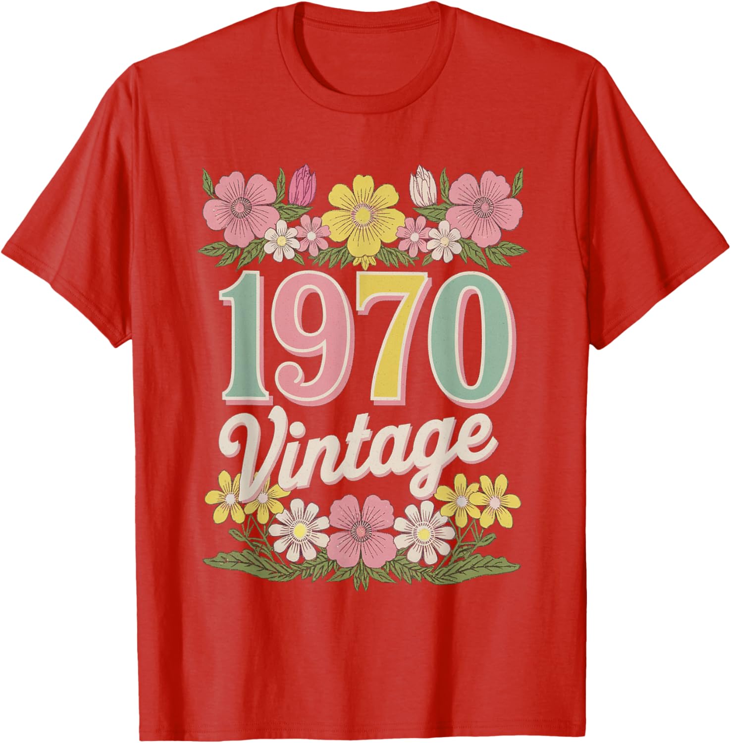 Vintage 1970 Retro Flower Birthday T-Shirt for Daughters and Women - 21