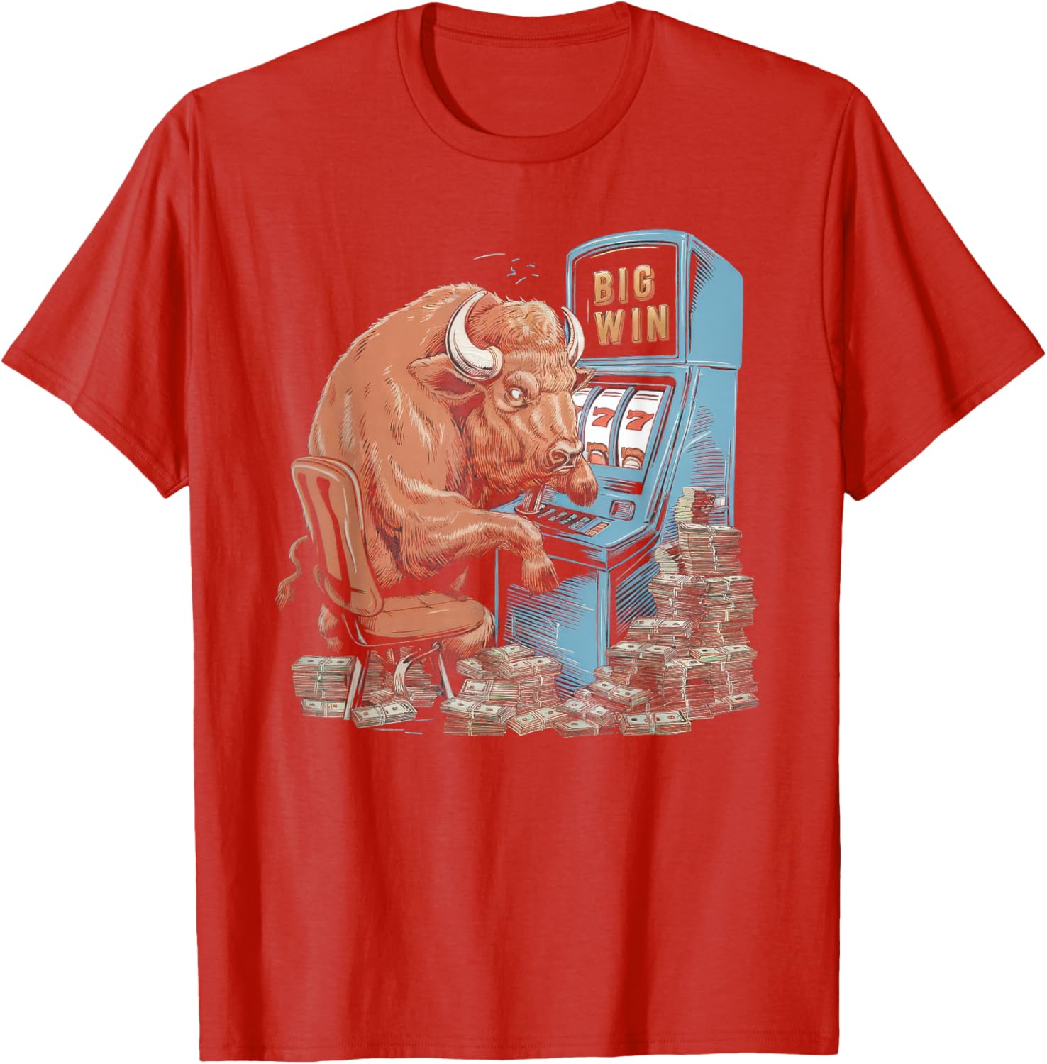 Lucky Buffalo Casino Slot Machine T-Shirt for Gamblers and Slots Fans - 16